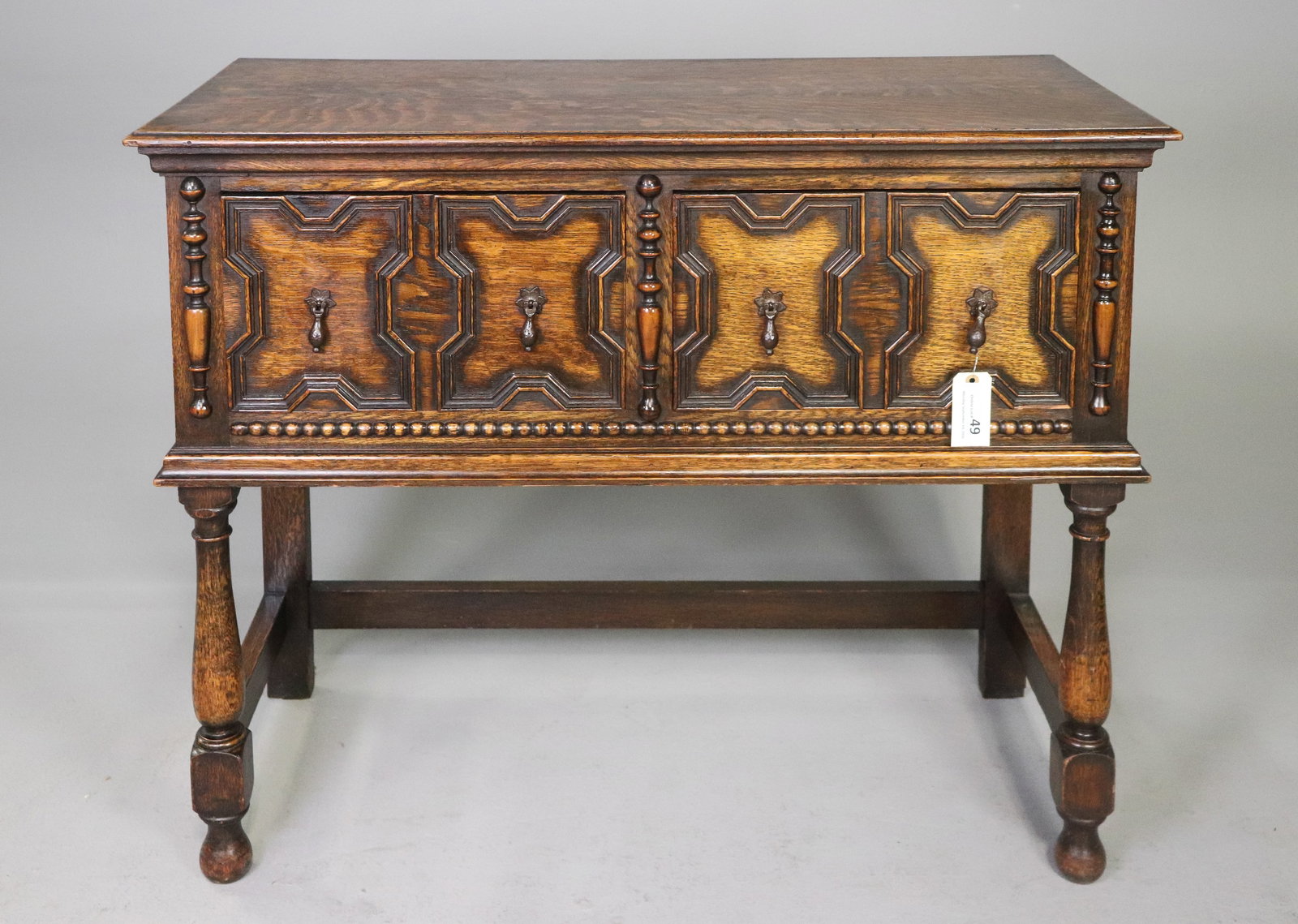 English Jacobean Revival Oak Two Door Sideboard Server (1 of 6)