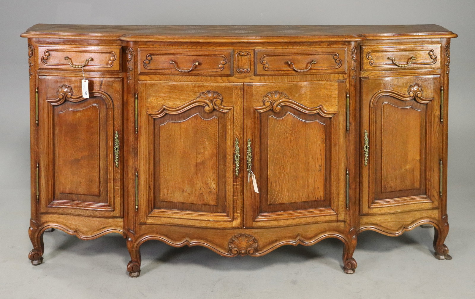 French Louis XV Style Oak 4 Door Parquetry Enfilade Buffet (1 of 8)