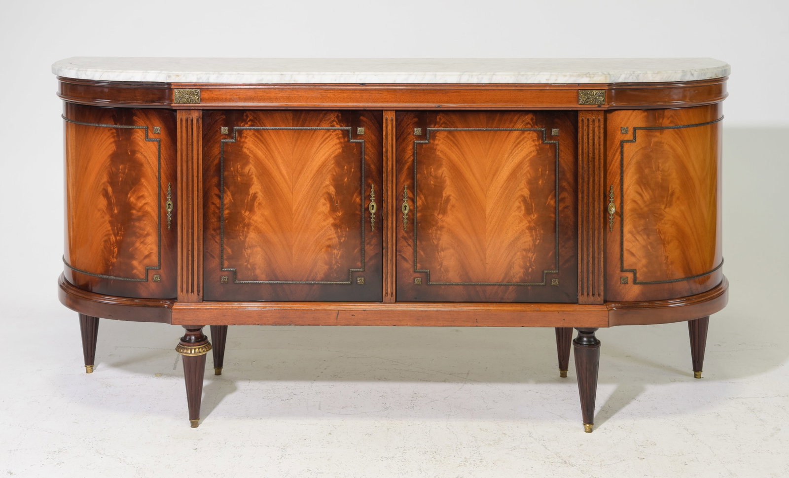 Louis XVI Style White Marble Top Curved Sideboard (1 of 12)