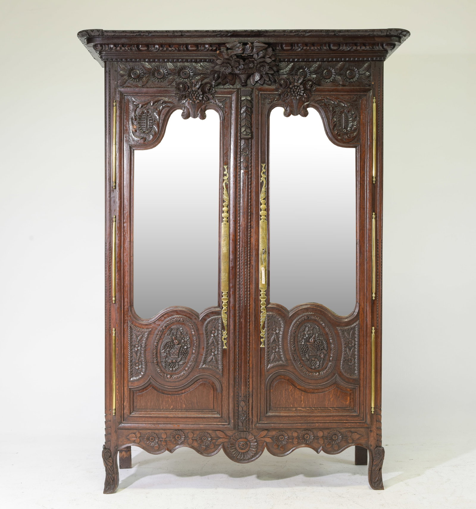French Normandy Style Double Mirror Door Marriage Armoire (1 of 12)