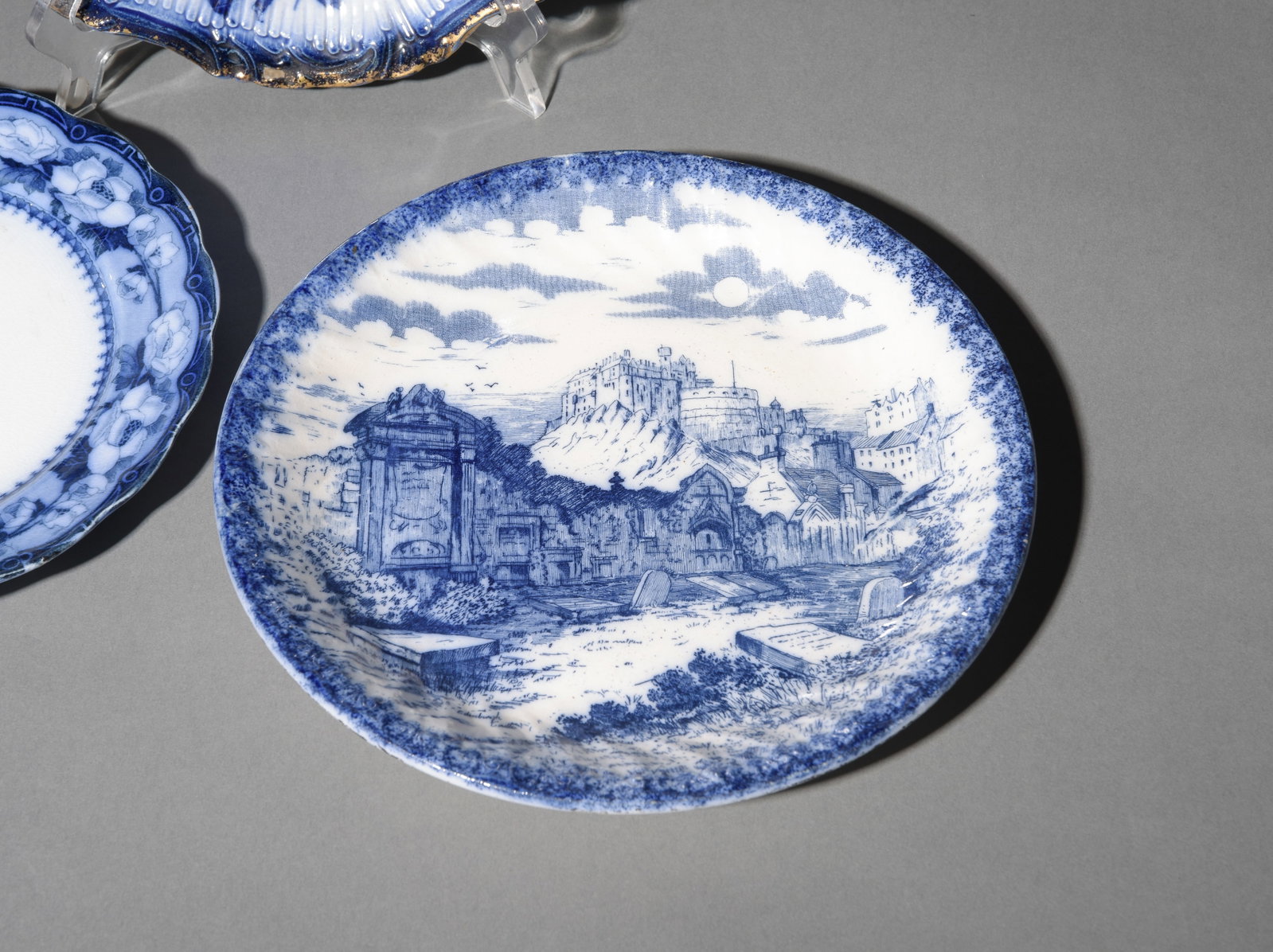 Five Assorted Flo Blue / Blue & White Plates - 4