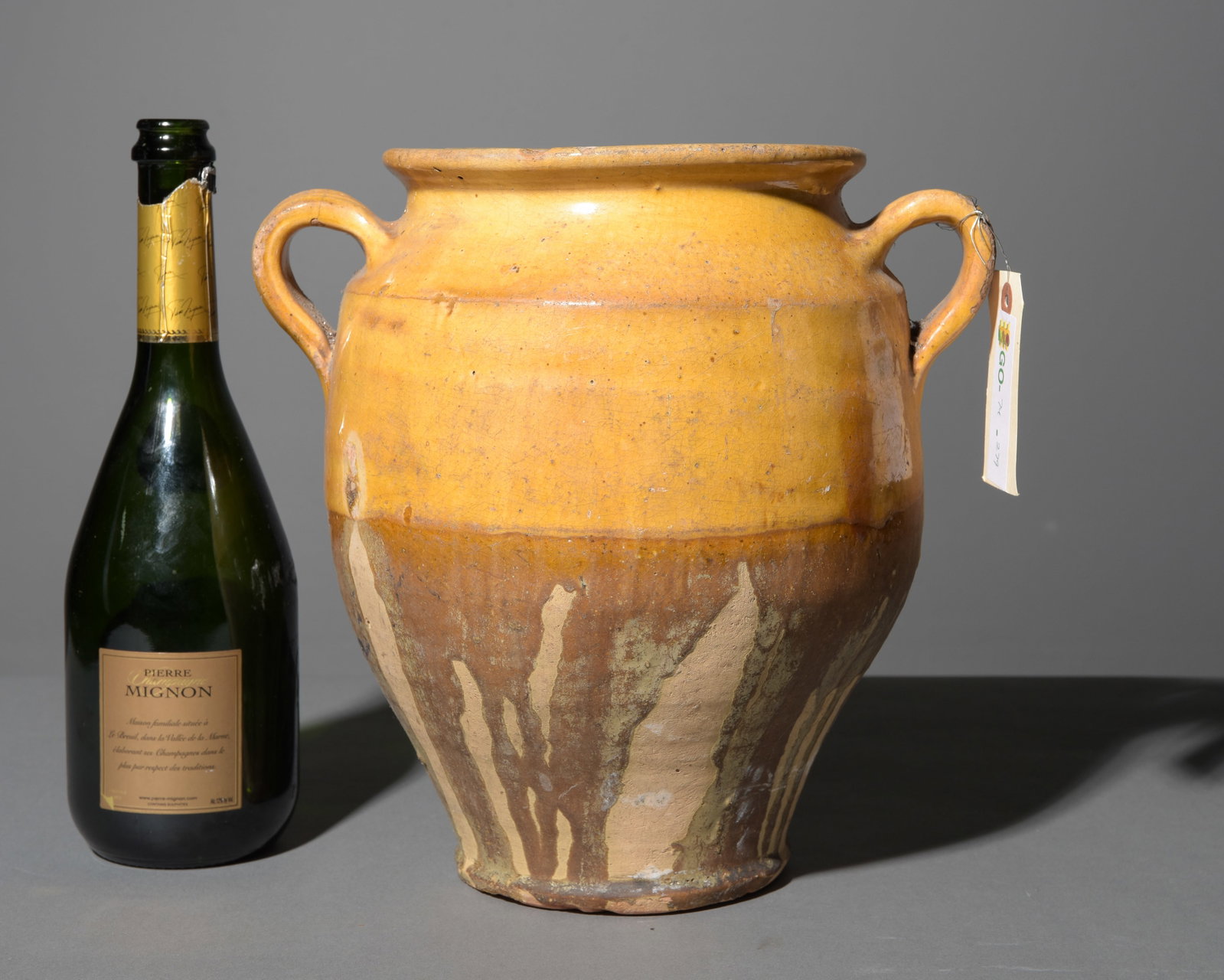 French Yellow Glazed Confit Pot #1: French Yellow Glazed Confit Pot - 11.5 in tall x 11 x 9