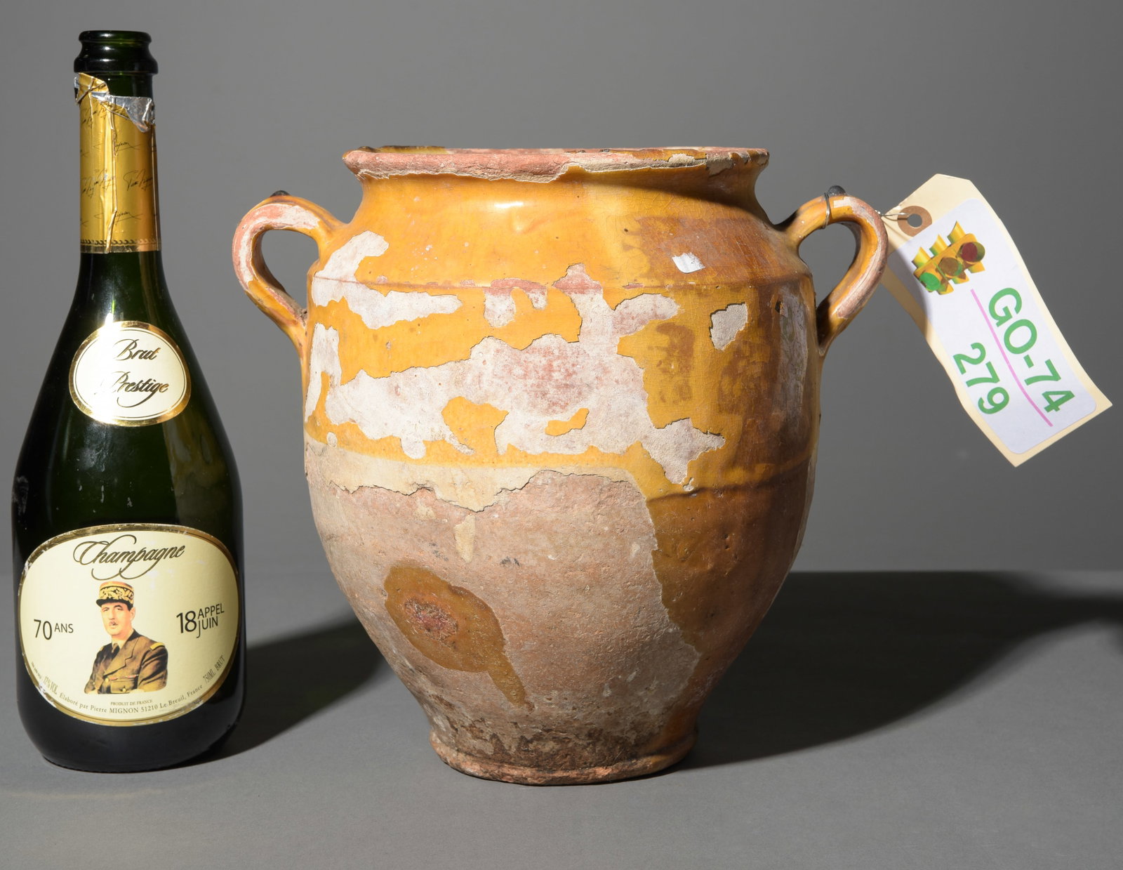 French Yellow Glazed Confit Pot #2: French Yellow Glazed Confit Pot - 10 in tall x 10.5 x 8.5