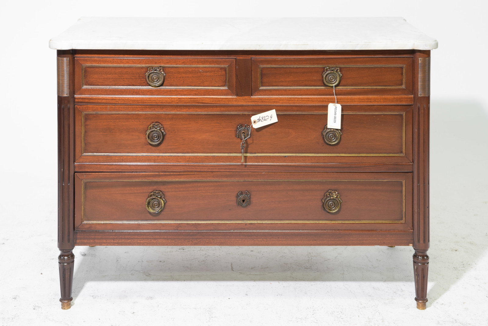 Louis XVI Style White Marble Top Chest (1 of 6)