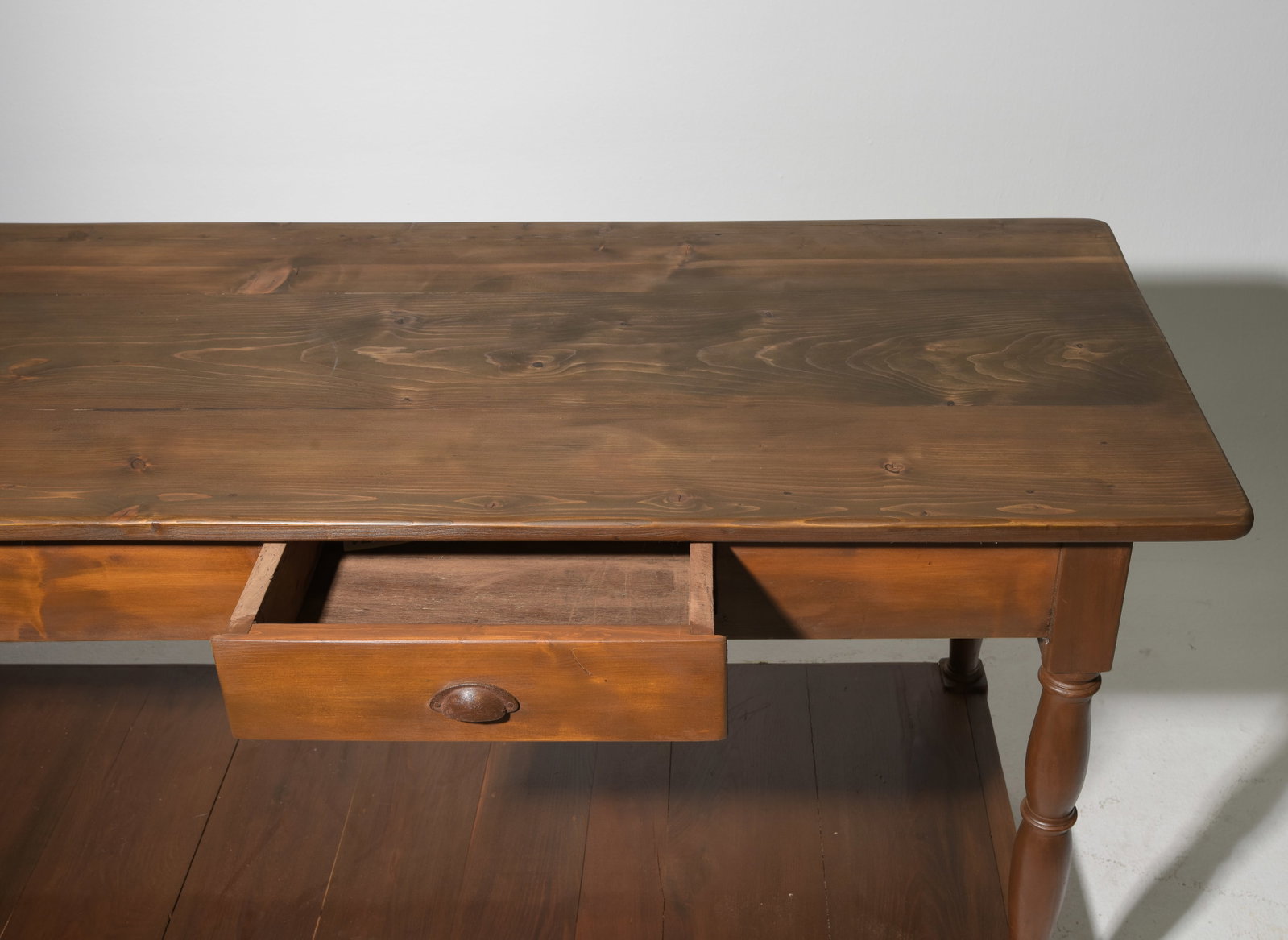 Large Oak Drapers Table with Drawers - 3