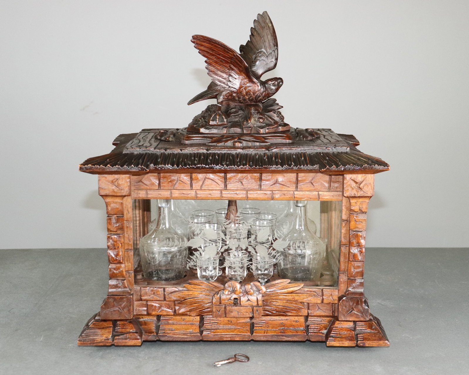 Black Forest Carved Oak Tantalus (1 of 12)