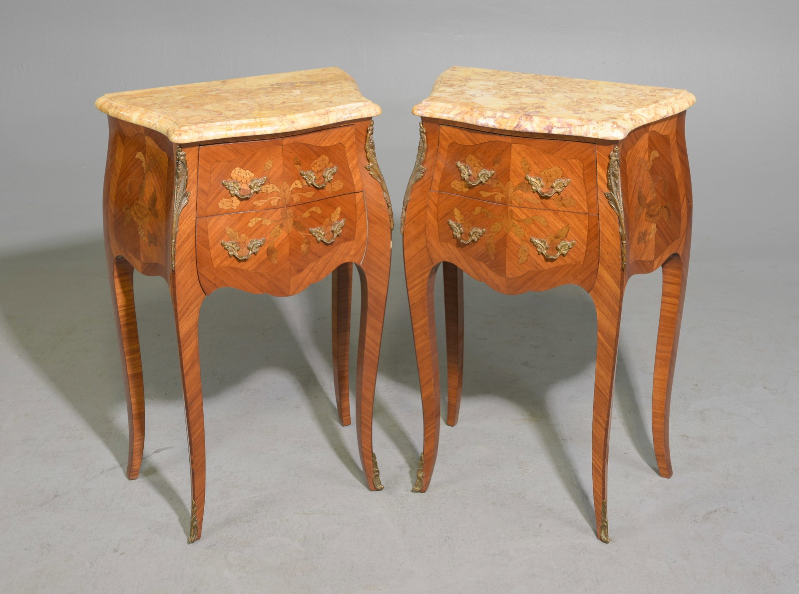 Louis XV Style Pair of Marble Top Chests / Nightstands (1 of 6)