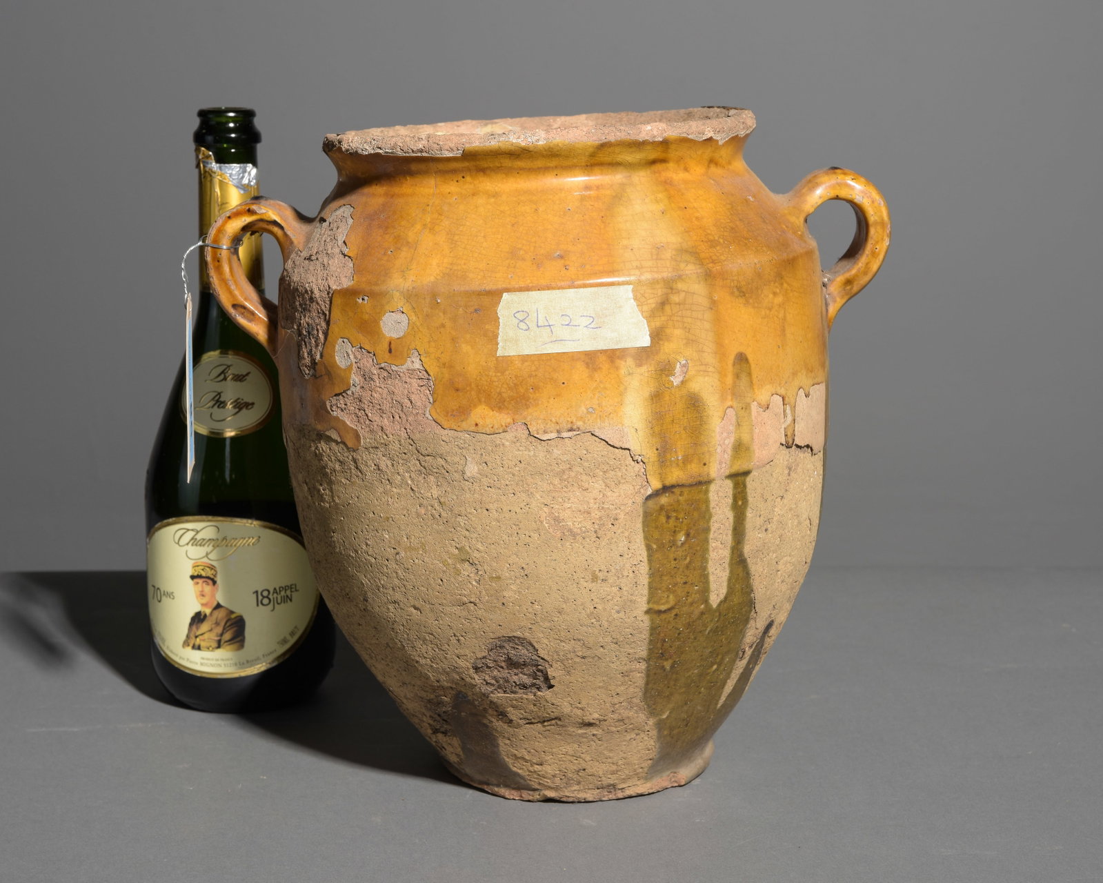 French Yellow Glazed Confit Pot: French Yellow Glazed Confit Pot - 11.5 in tall x 12 x 9