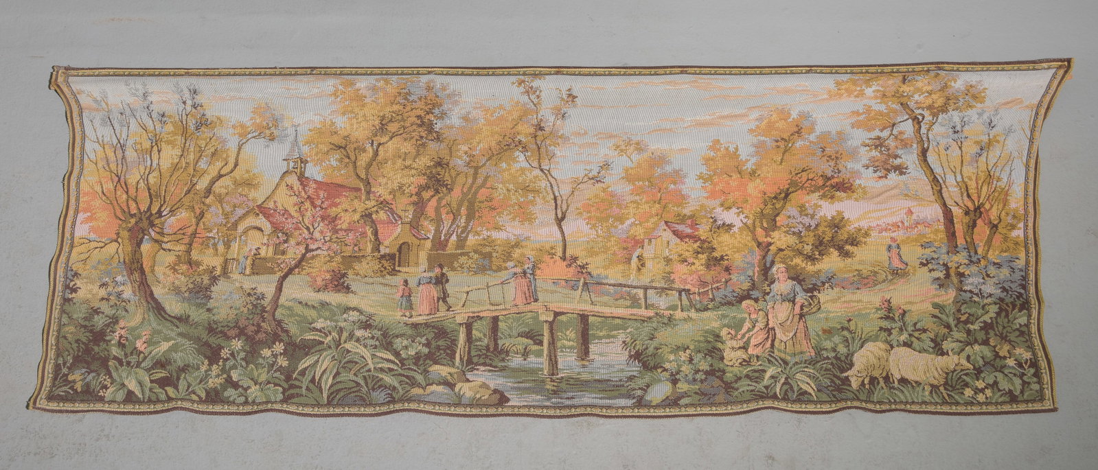 French Country Town / Village Tapestry: French Country Town / Village Tapestry - 27 in tall x 71.5 x 1