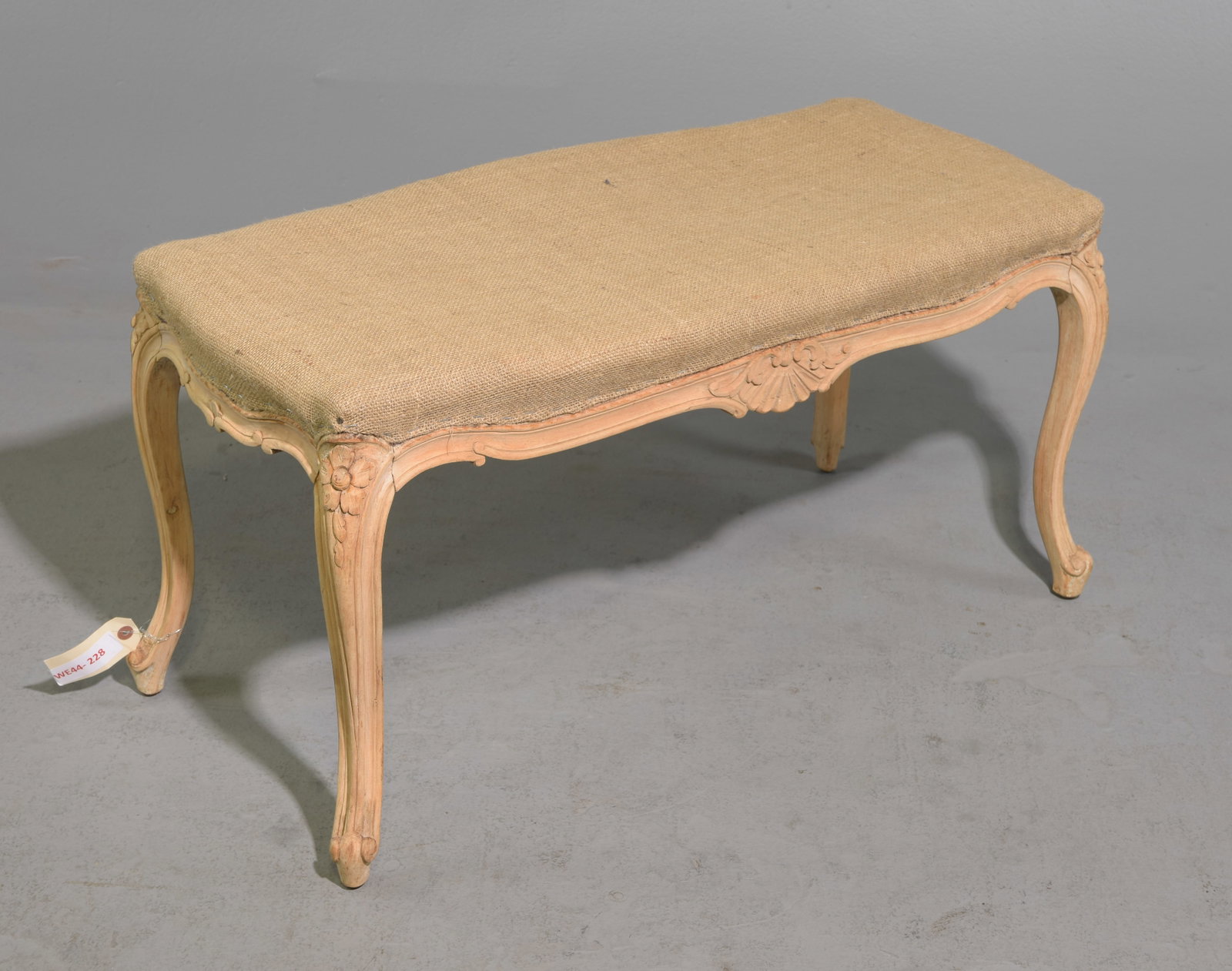 French Provincial Bleached Oak Bench (1 of 4)