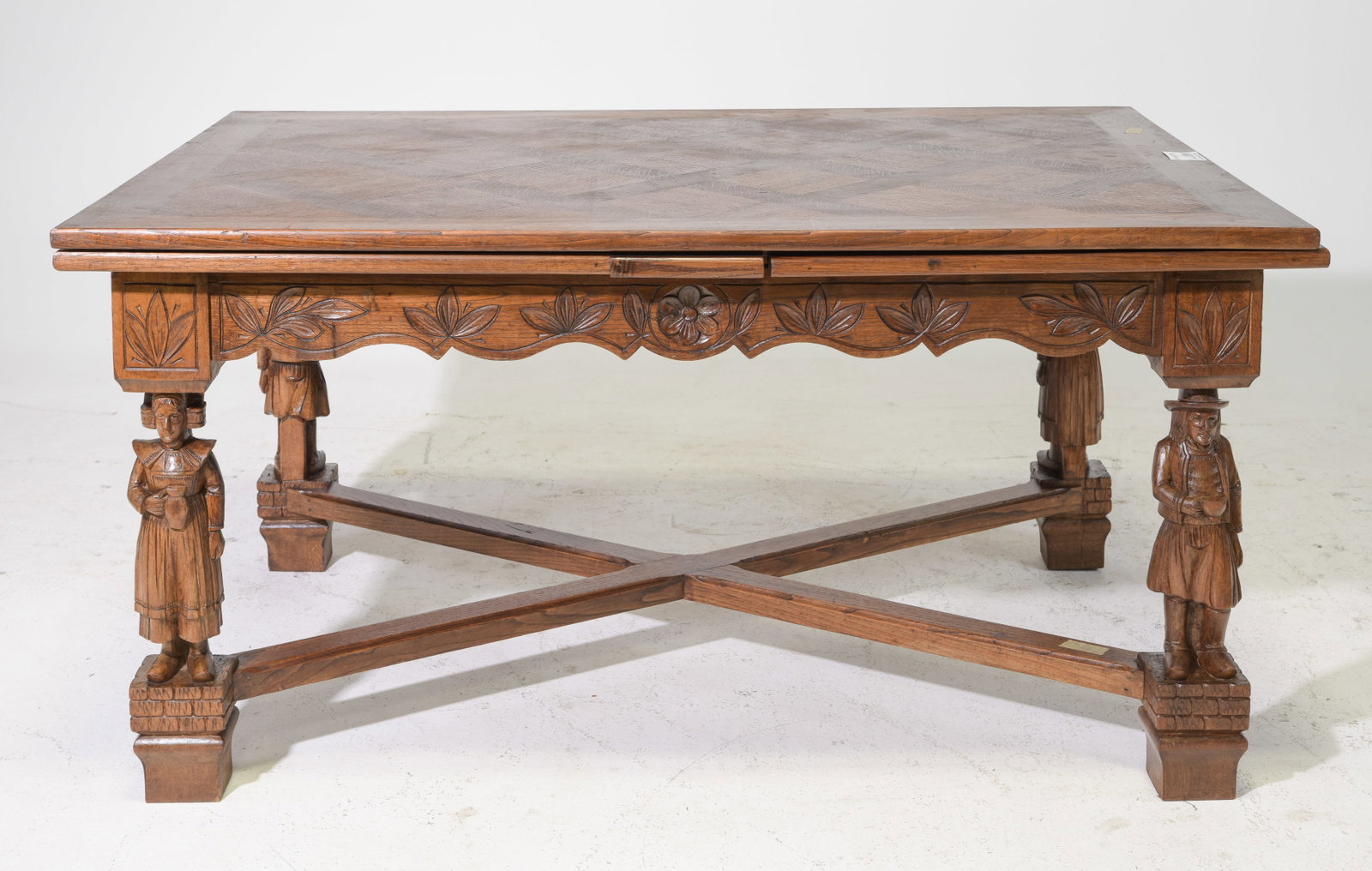 French Breton Style Carved Oak Draw Leaf Table (1 of 8)