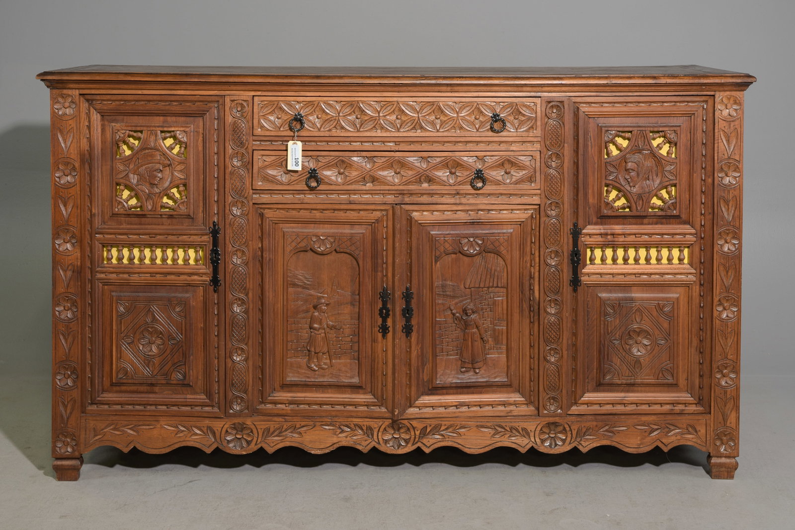 French Breton Style Carved Oak Sideboard (1 of 7)