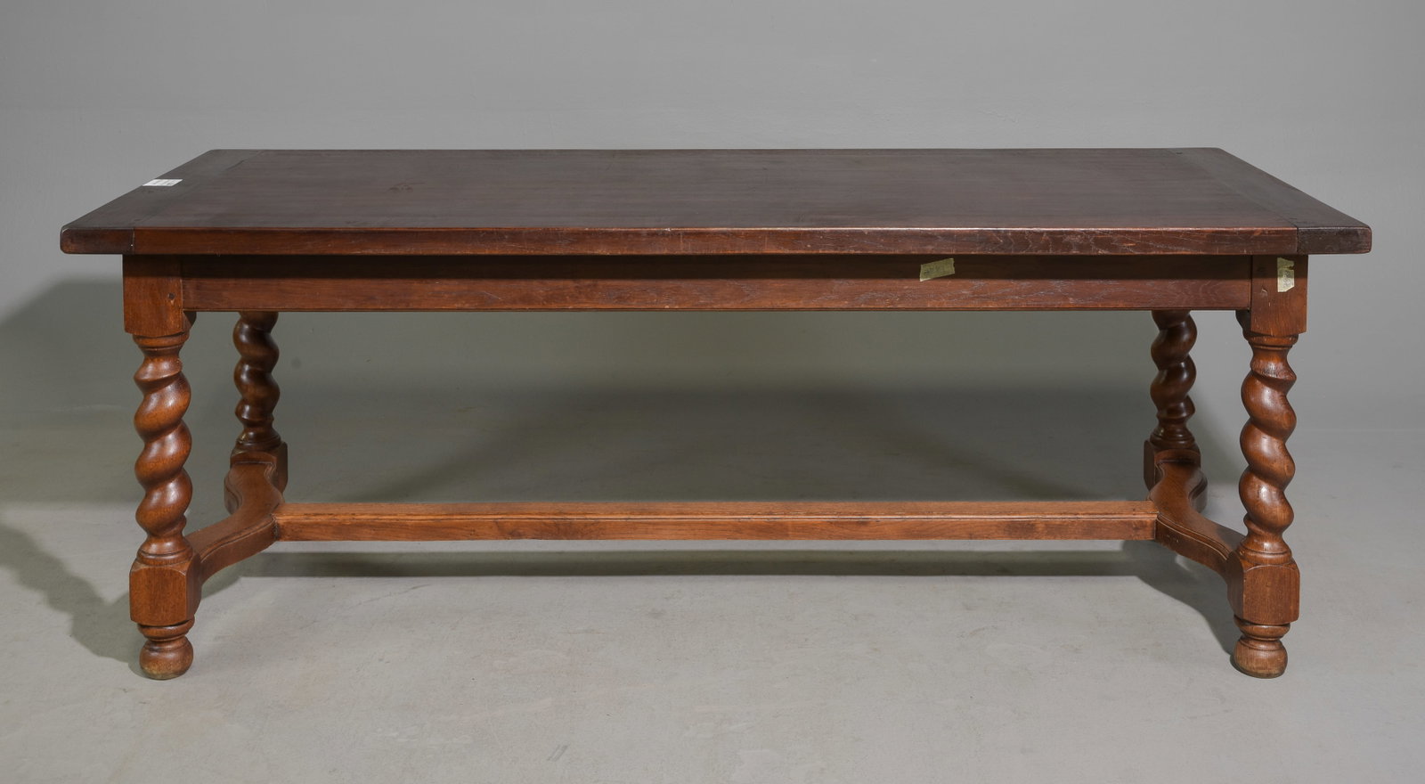Louis XIII Style Solid Oak French Twist Farmhouse Table with Drawer (1 of 6)