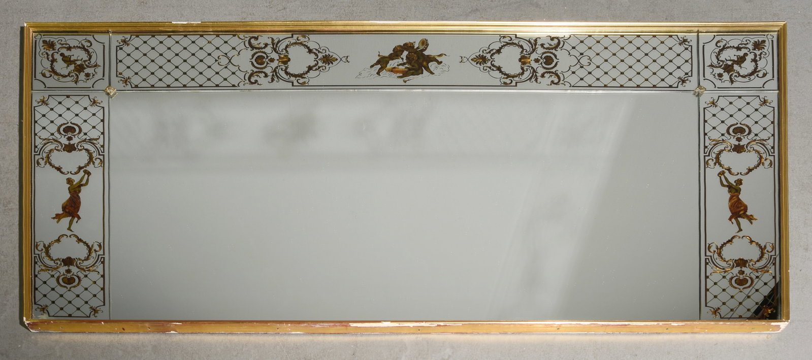 Janssen Glass Style Large French Mirror: Janssen Glass Style Large French Mirror - 40 in tall x 79.5 x 1.5