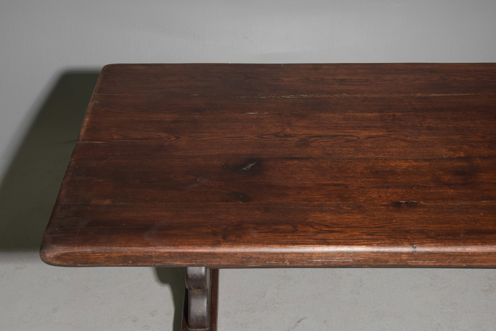 French Solid Oak Trestle Base Monastery Table - 2