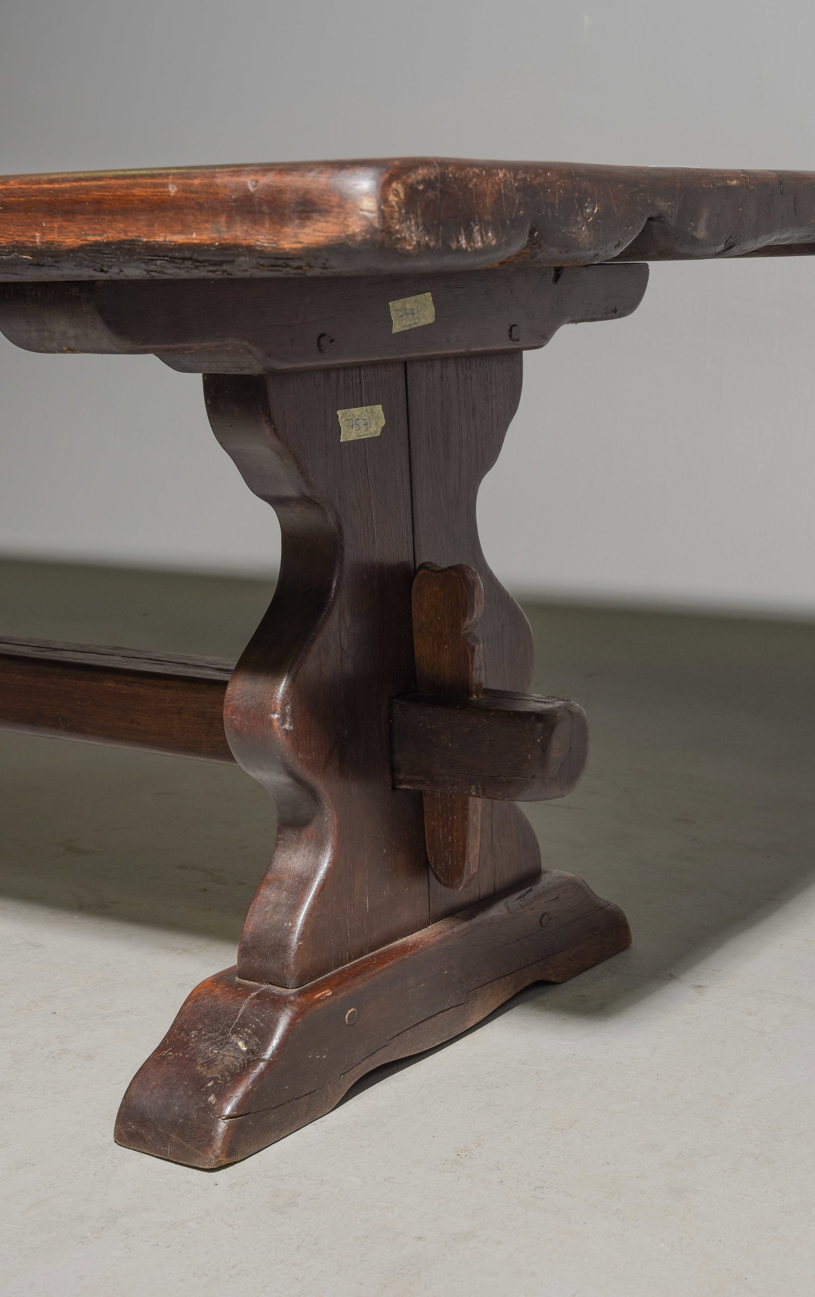 French Solid Oak Trestle Base Monastery Table - 4