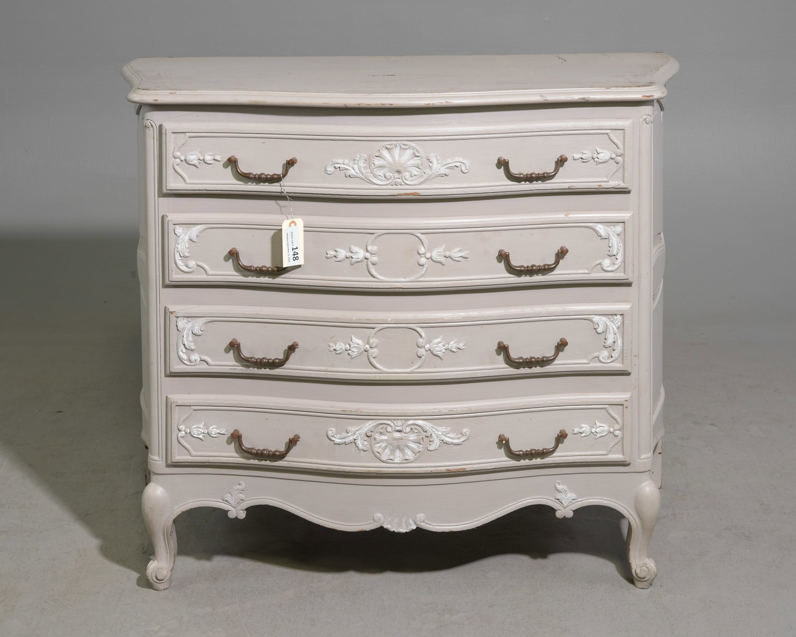 Louis XV Style Grey Painted Four Drawer Chest (1 of 5)