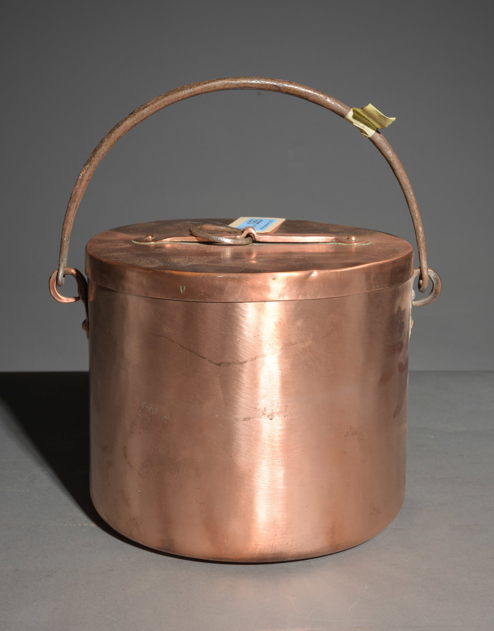 French Polished Copper Pot with Lid & Iron Handle: French Polished Copper Pot with Lid & Iron Handle - 8.5 in tall x 10.5 inch diameter