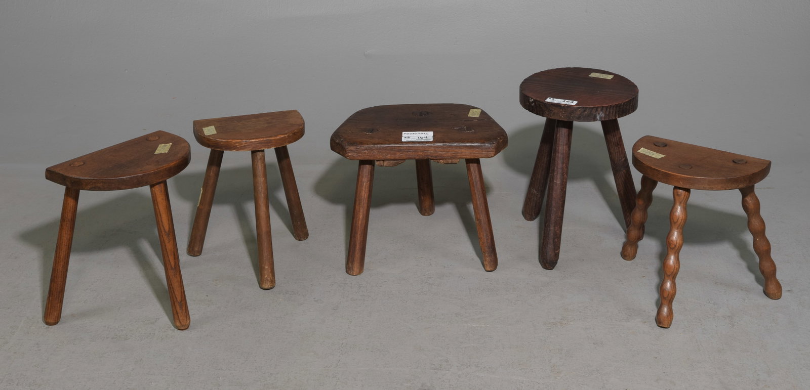 5 Assorted French Milking Stools: 5 Assorted French Milking Stools - Tallest is 15 in tall x 10.5 x 10.5