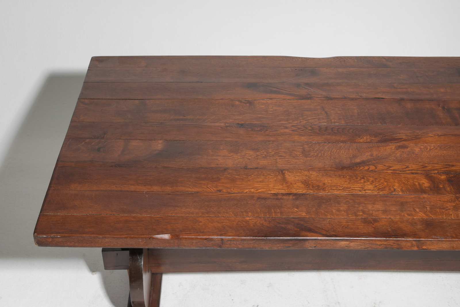 French Rustic Oak Trestle Base Monastery Table - 2