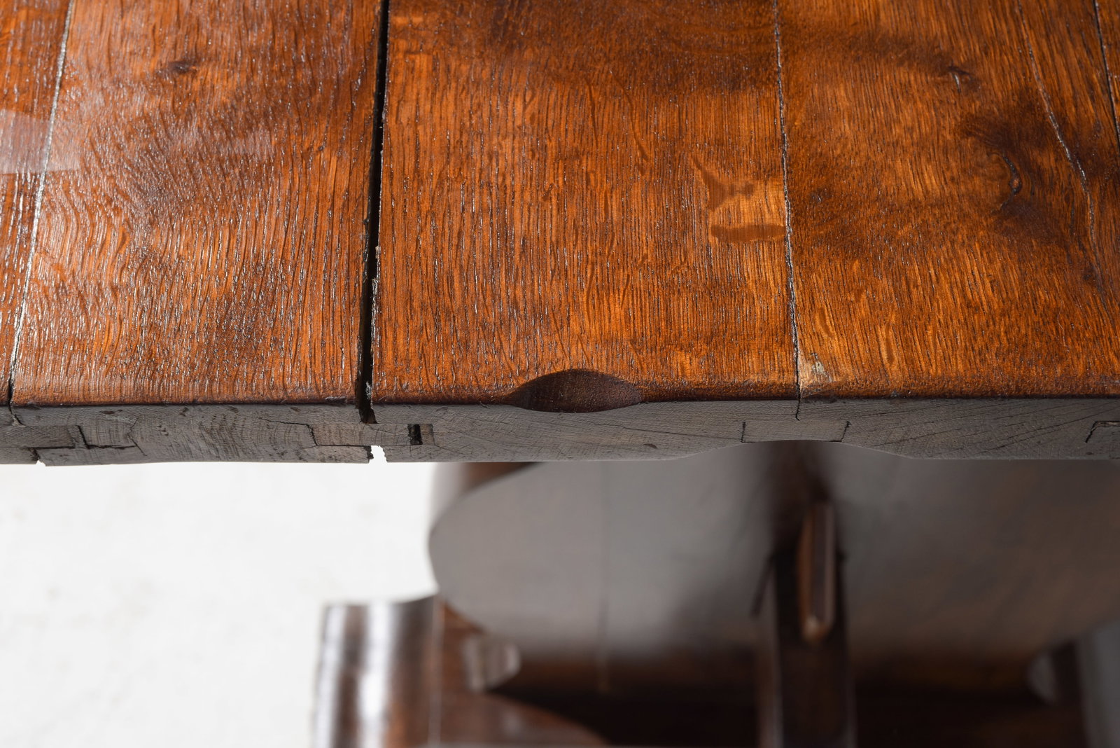 French Rustic Oak Trestle Base Monastery Table - 4