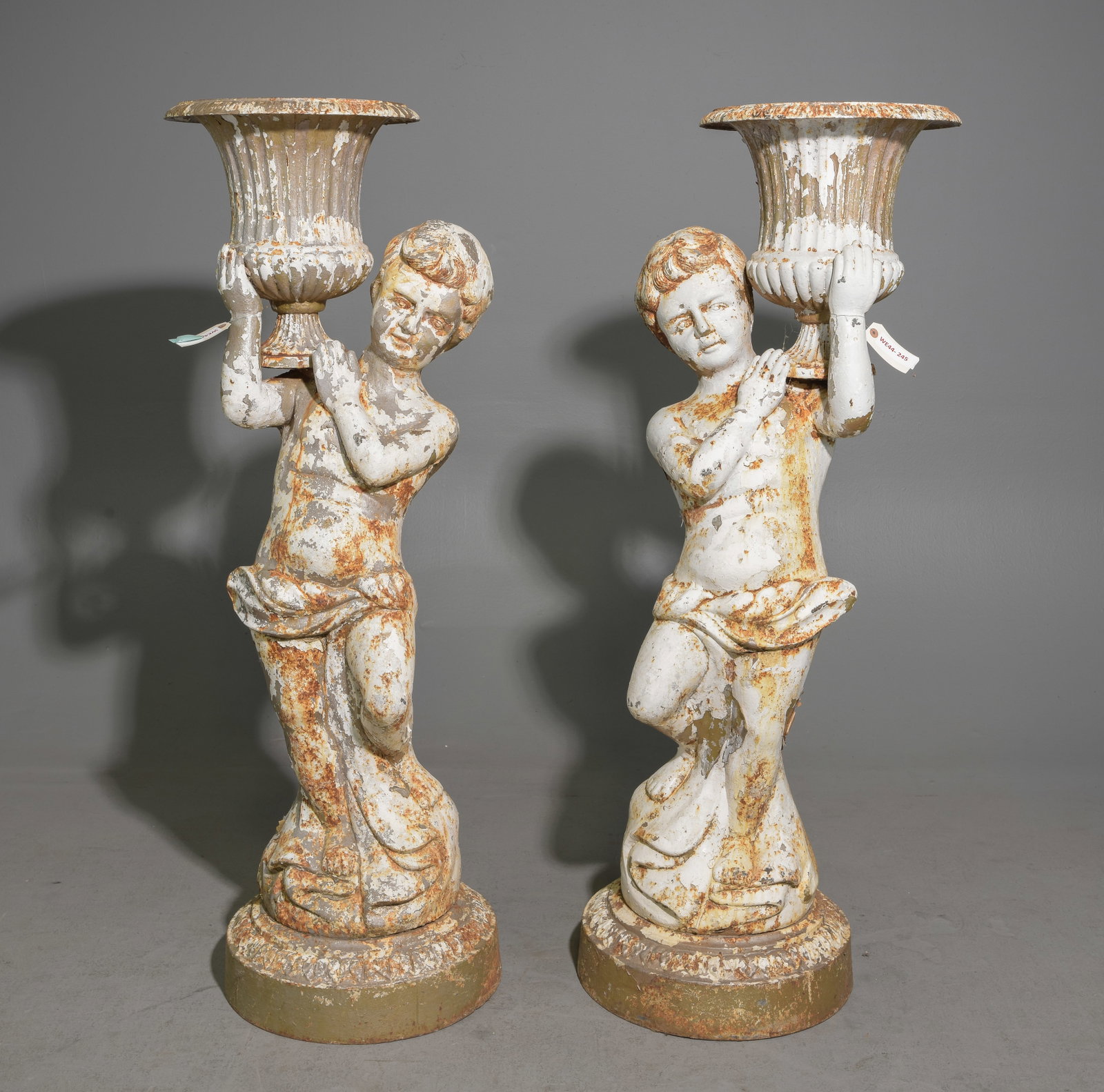 2 Classical Cast Iron Cherub(Putti) Garden Urns (1 of 11)