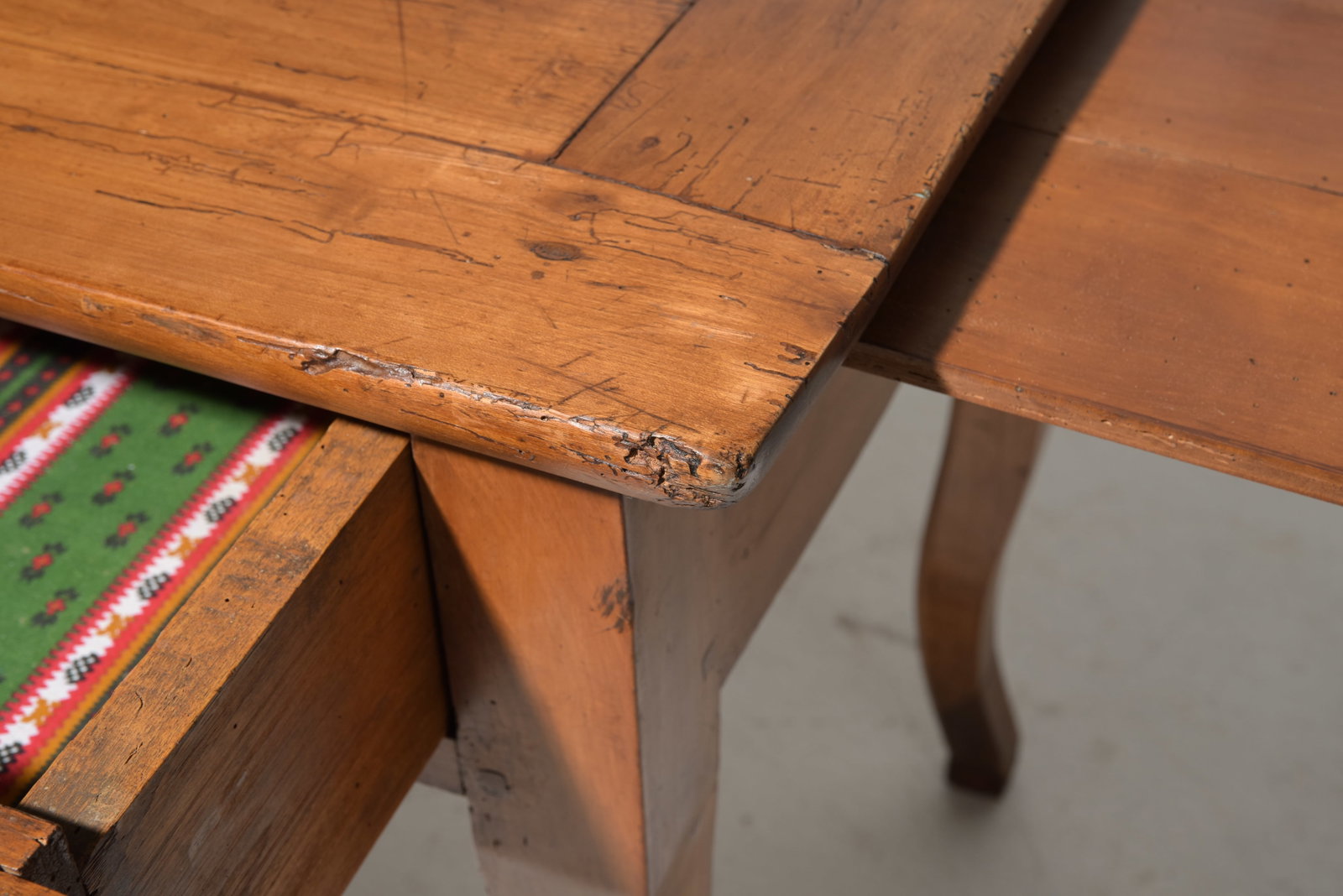 French Rustic Two Drawer Table - 4