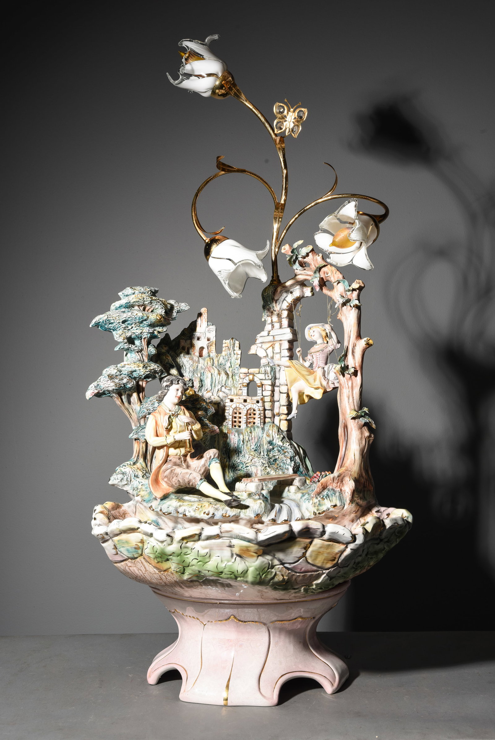 Italian Porcelain Waterfall Lamp Bird Bath / Fountain (1 of 9)