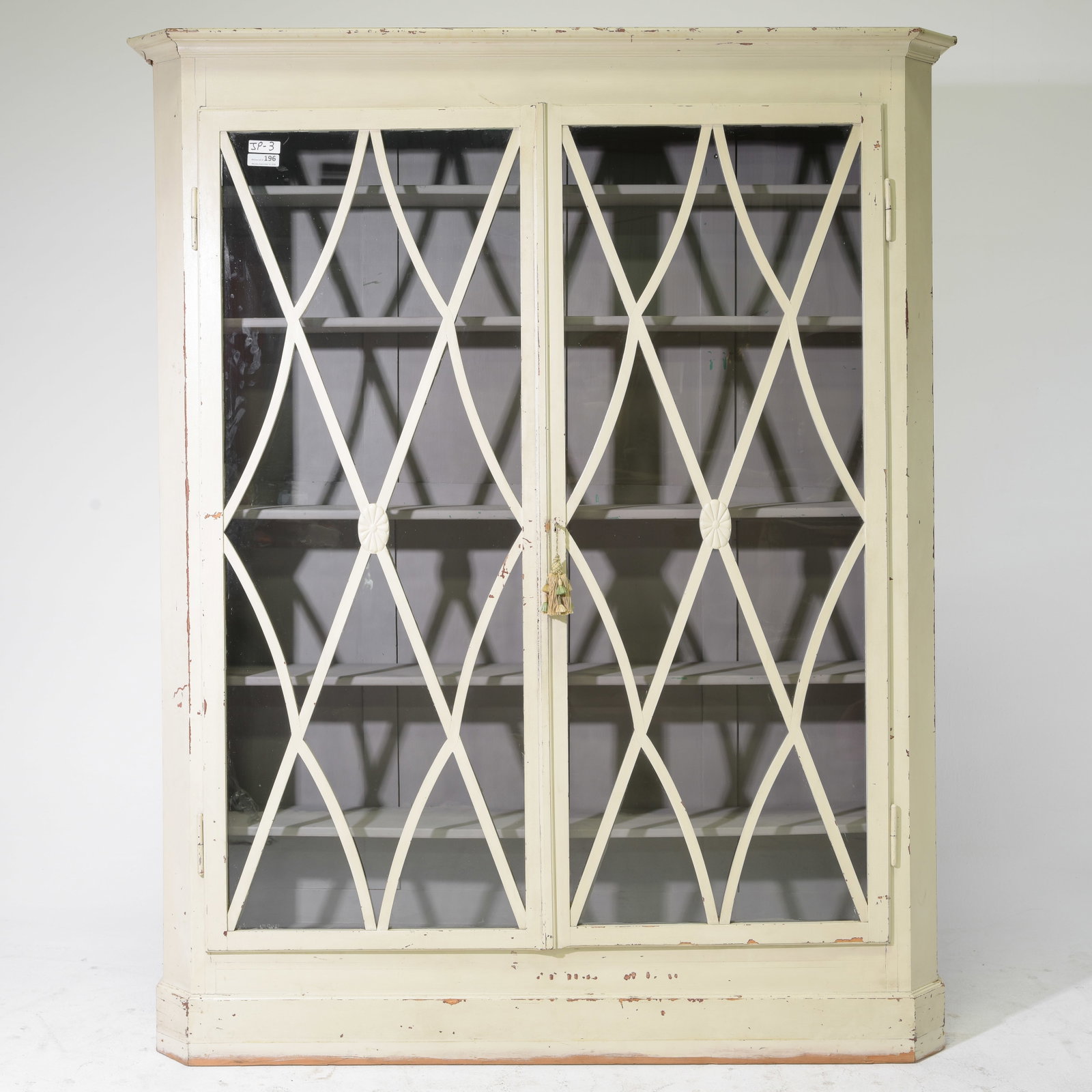 European Style Large Painted Double Door Bookcase: European Style Large Painted Double Door Bookcase / Cupboard - 86.5 in tall x 70.5 x 15