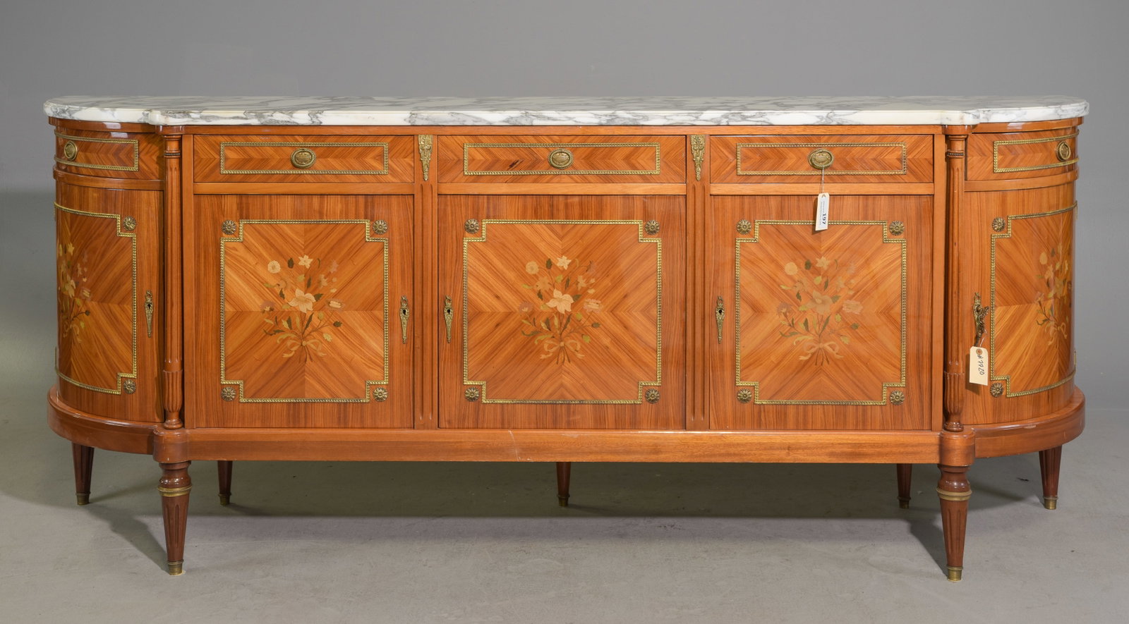 Louis XVI Style White Marble Top Curved Sideboard (1 of 9)