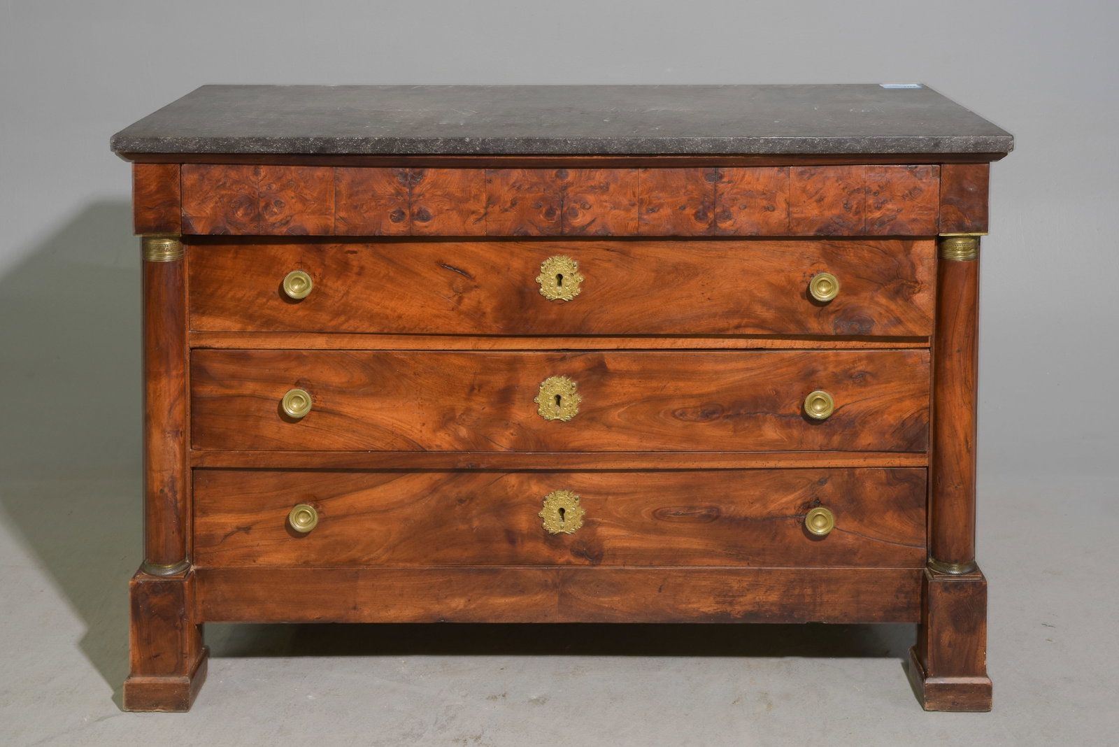 French Empire Style Marble Top Mahogany Chest (1 of 6)