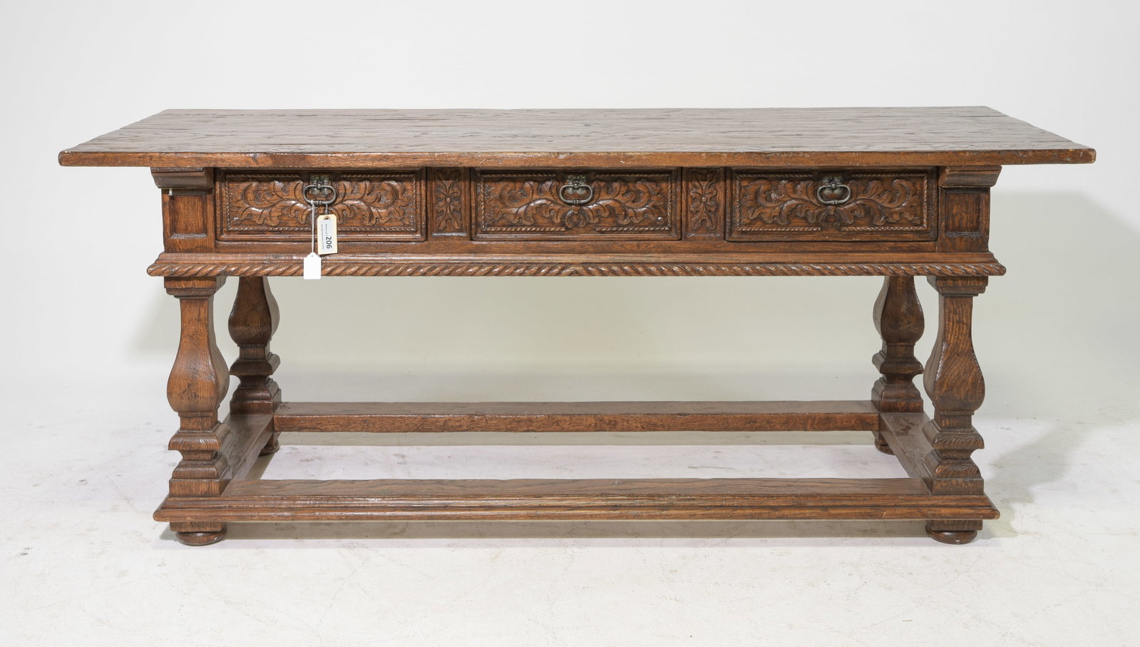 Spanish Baroque Style Carved Three Drawer Library Table (1 of 9)