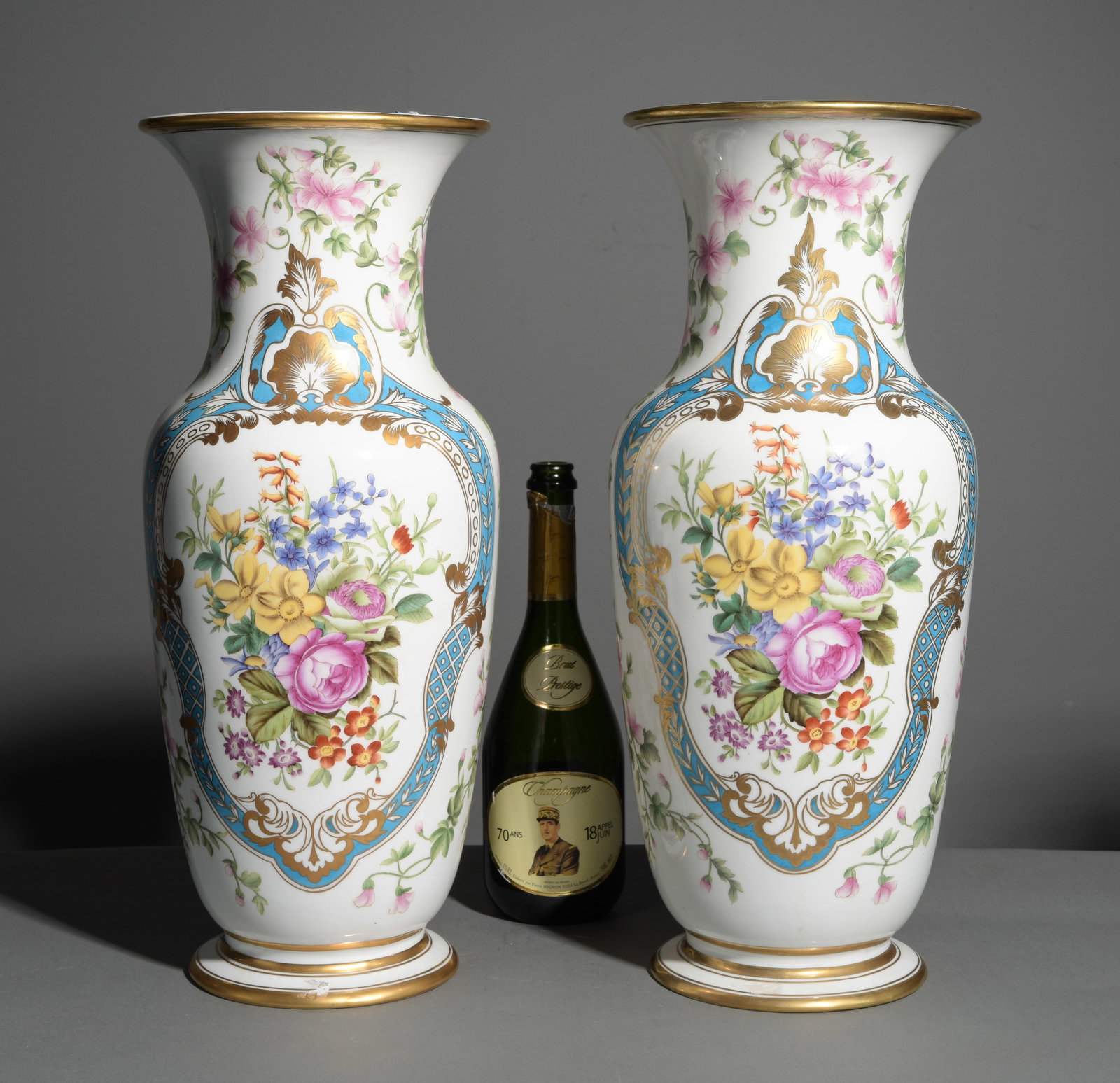 Chelsea House Elegant Pair of Floral Vases: Chelsea House Elegant Pair of Floral Vases - 20.25 in tall x 9 inch diameter each