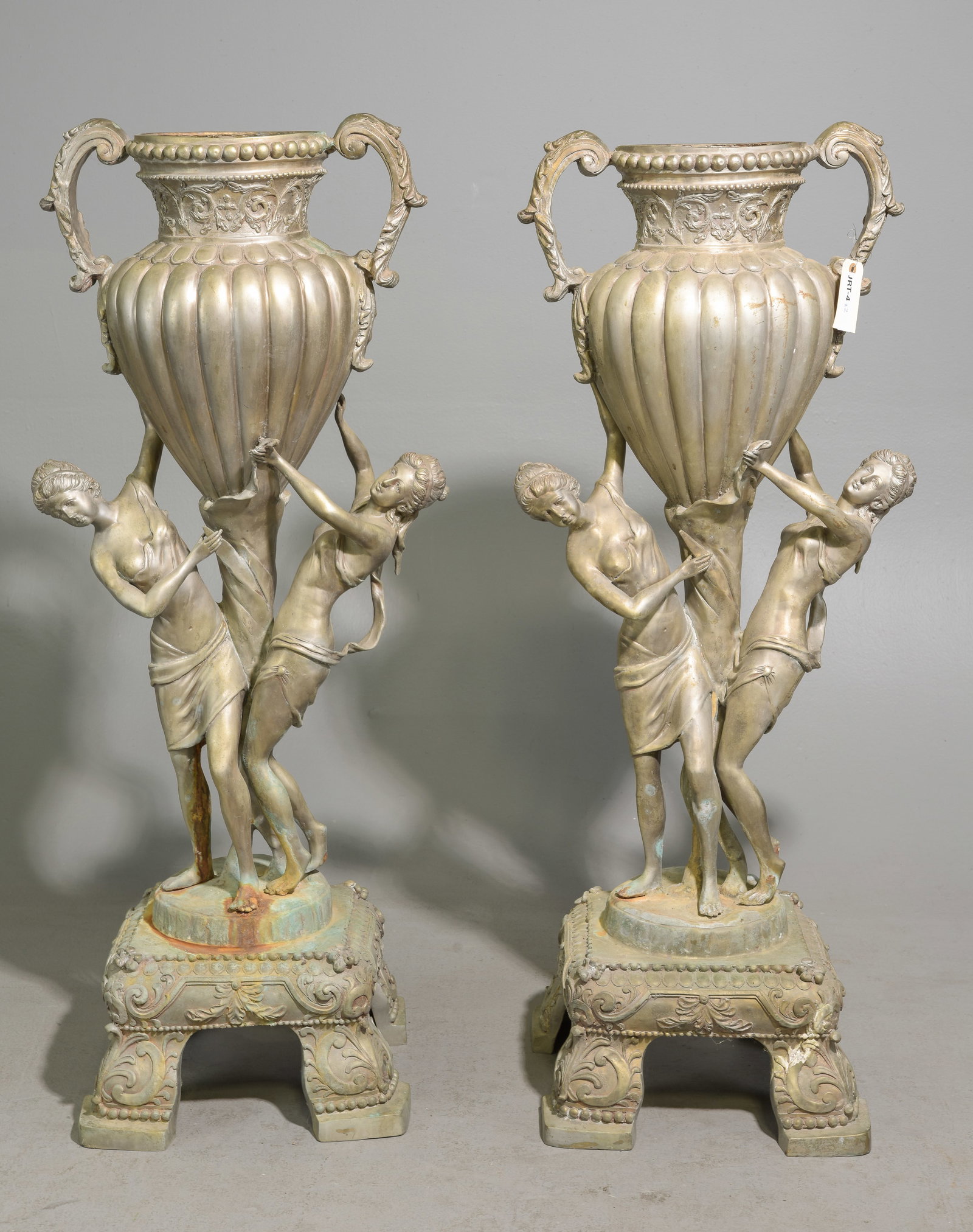 2 Neo-classical Style Urn Planters Supported by Maidens (1 of 10)