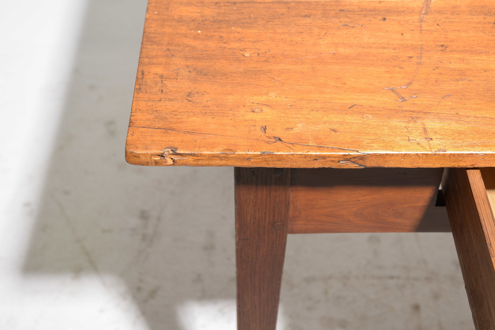 French Rustic Two Drawer Farmhouse Table - 5