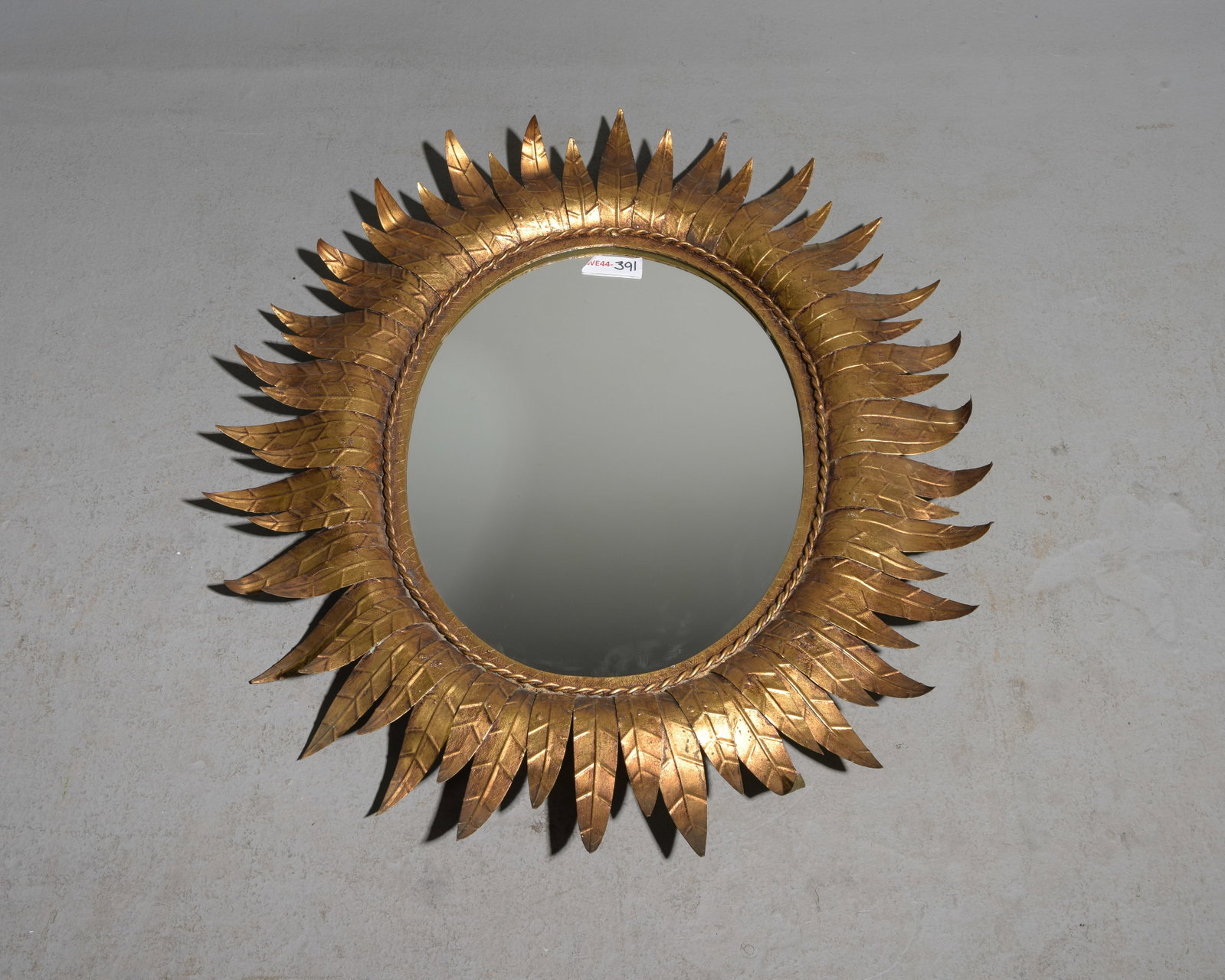 Spanish Gilded Metal Framed Sunburst Mirror #1: Spanish Gilded Metal Framed Sunburst Mirror - 36.5 in tall x 31 x 4.5