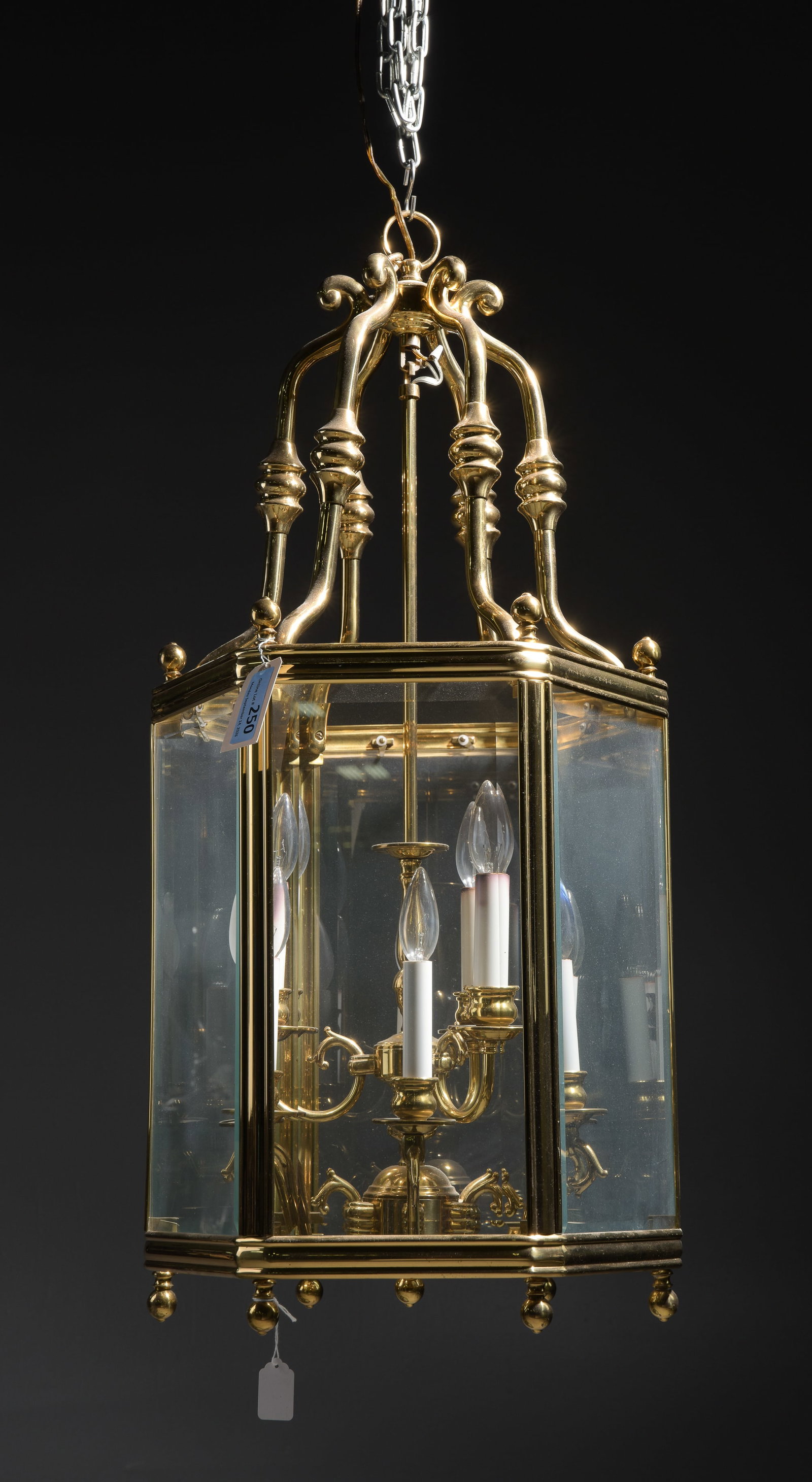 Hollywood Regency Style Brass Chandelier: Hollywood Regency Style Brass Chandelier - 37.5 in tall x 17.5 x 17.5