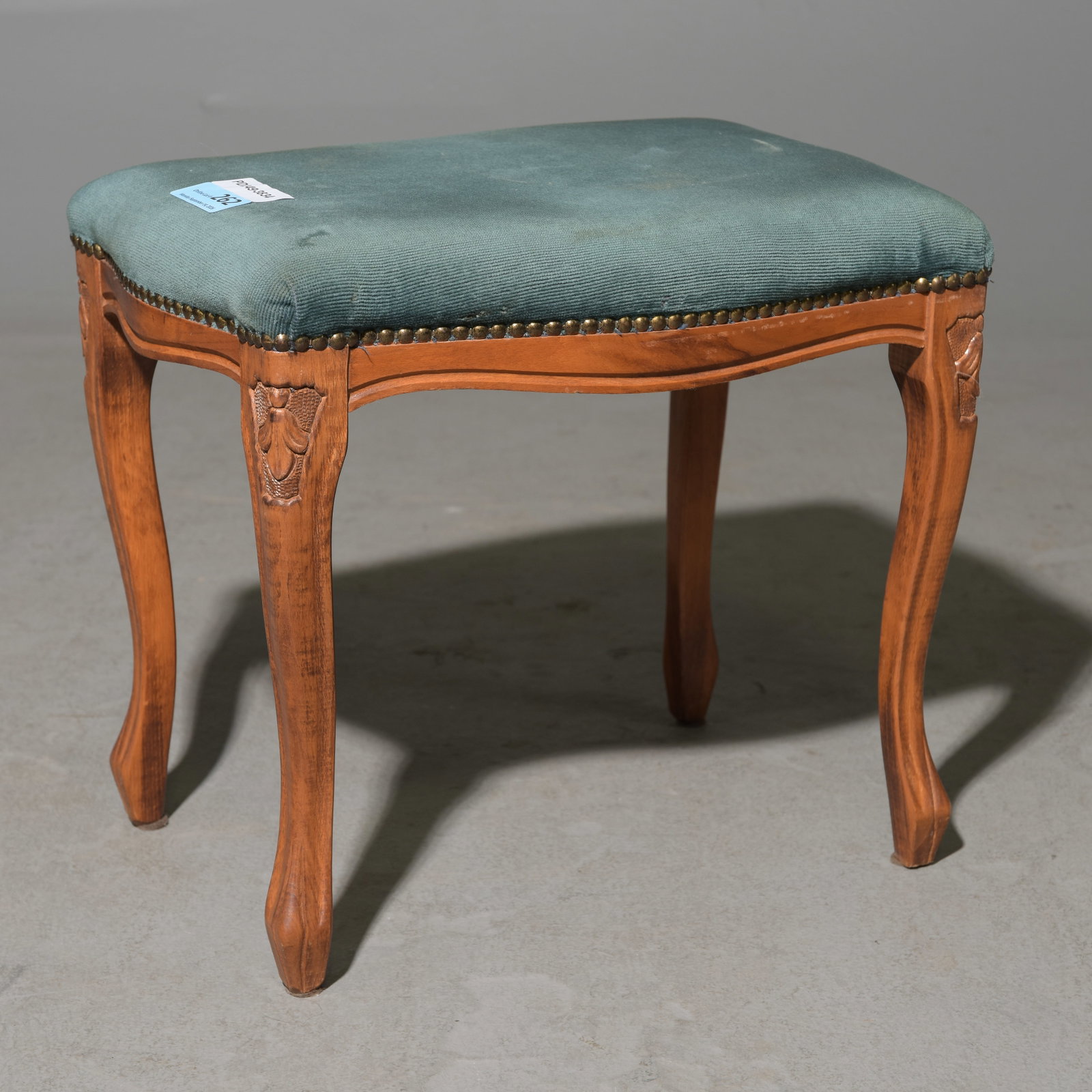 Louis XV Style Beech Wood Stool: French Louis XV Style Beech Wood Stool - 17 in tall x 19 x 14