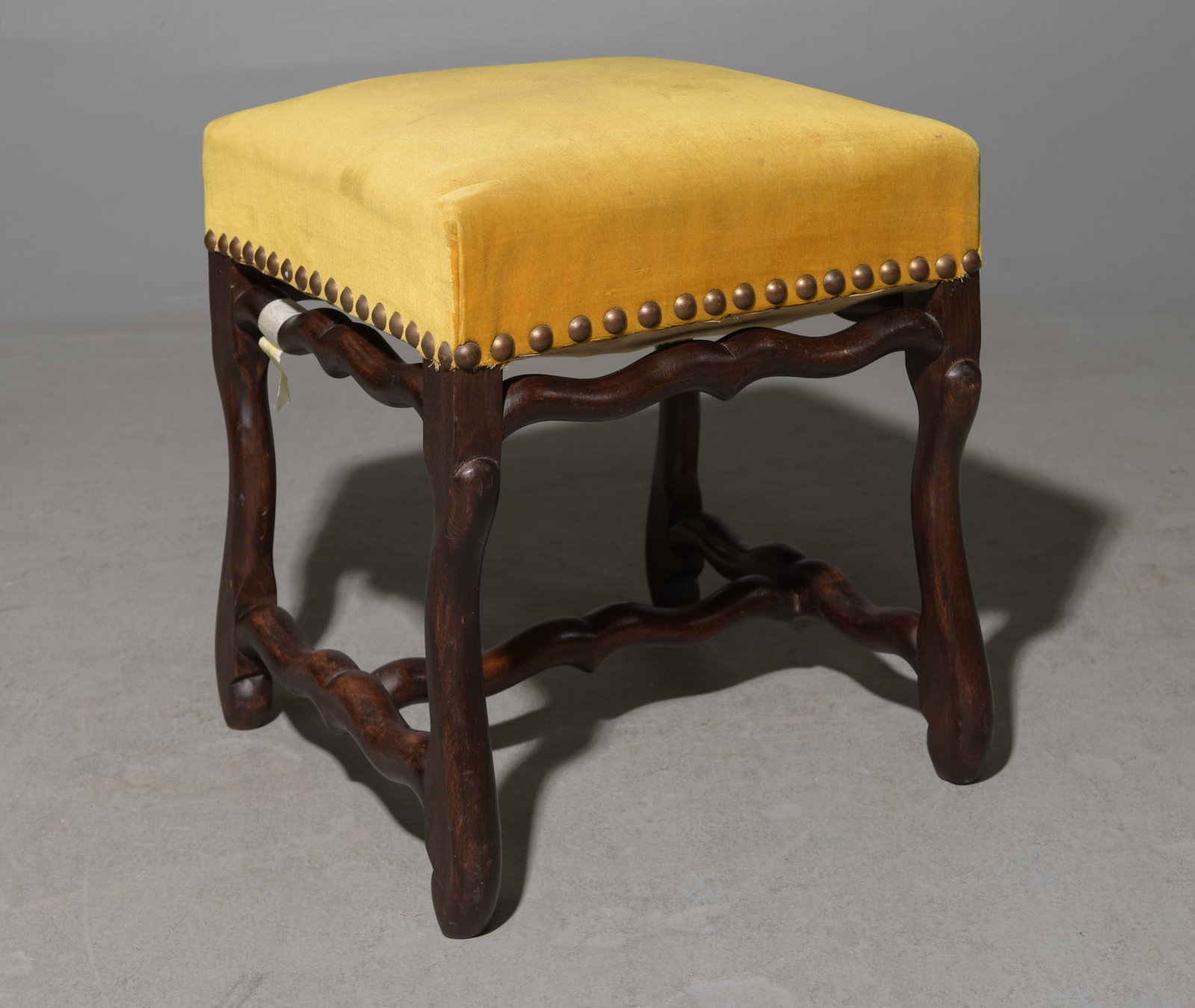 French Mouton Style Upholstered Stool: French Mouton Style Upholstered Stool - 20 in tall x 17 x 17