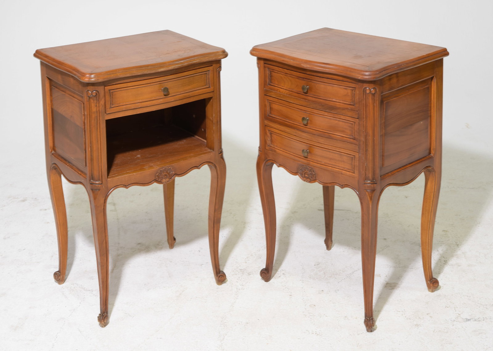 2 Louis XV Style Nightstands / Chests: 2 French Louis XV Style Nightstands / Chests - 26 in tall x 17 x 13.25 each