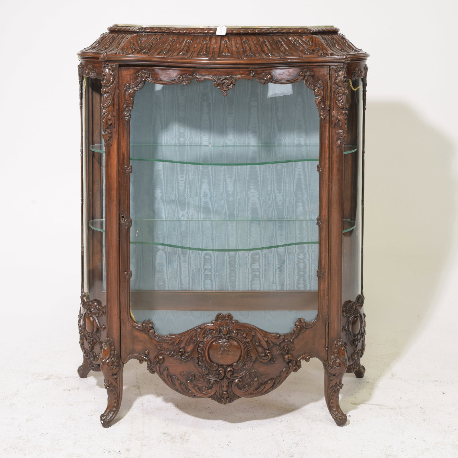 Italian Renaissance Revival Marble Top Curio Cabinet (1 of 7)