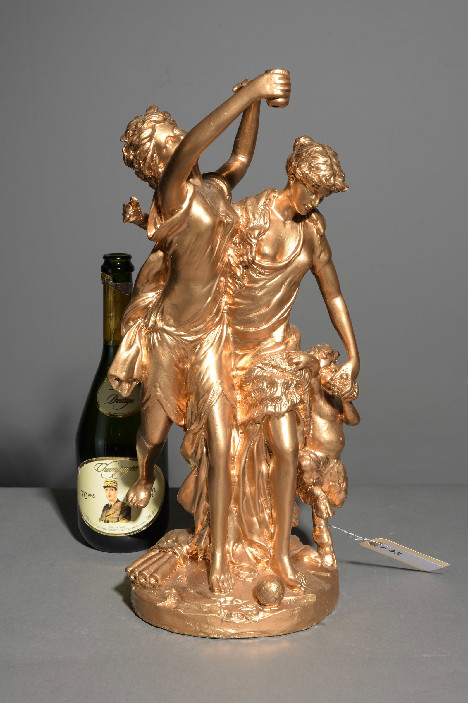 Neo-classical Composition Gilded "The Bacchantes" Figure: Neo-classical Composition Gilded "The Bacchantes" Figure - 18.5 in tall x 9.5 x 8.25