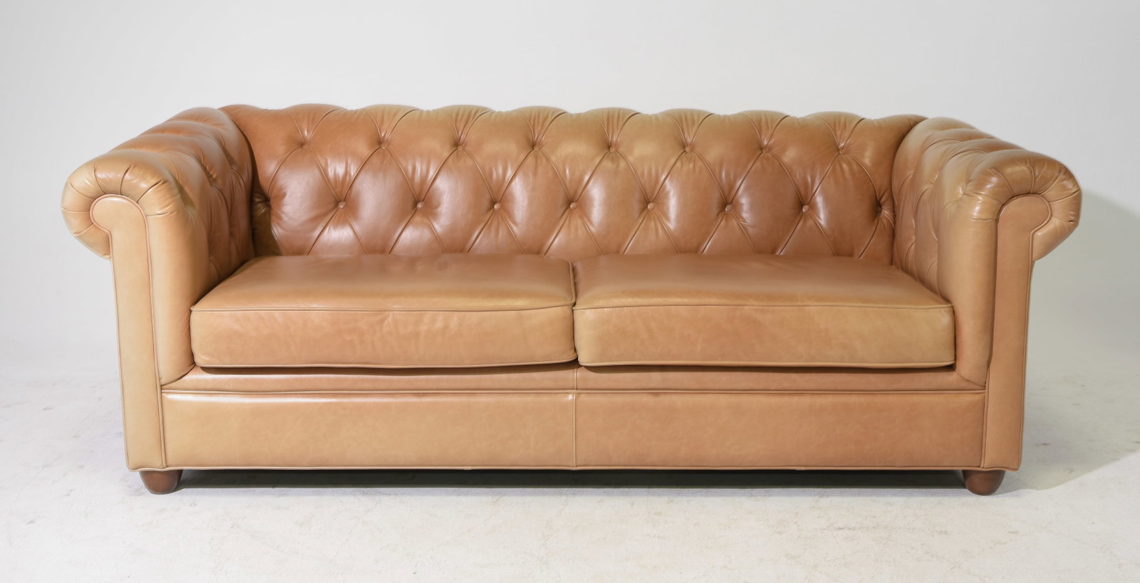 Pottery Barn Button Tufted Leather Two Seater Sofa (1 of 8)