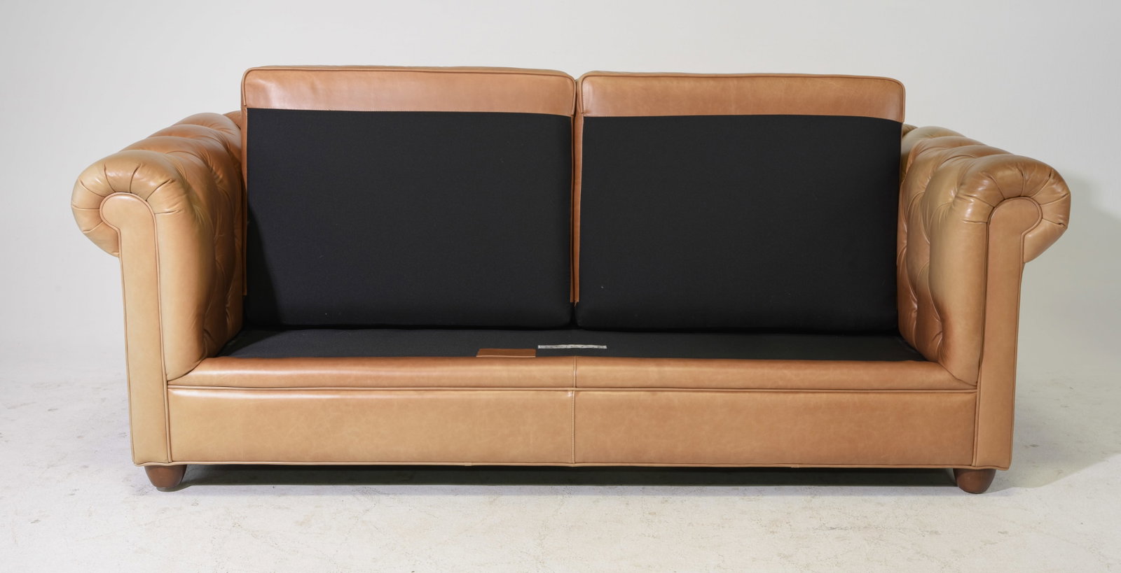 Pottery Barn Button Tufted Leather Two Seater Sofa - 2