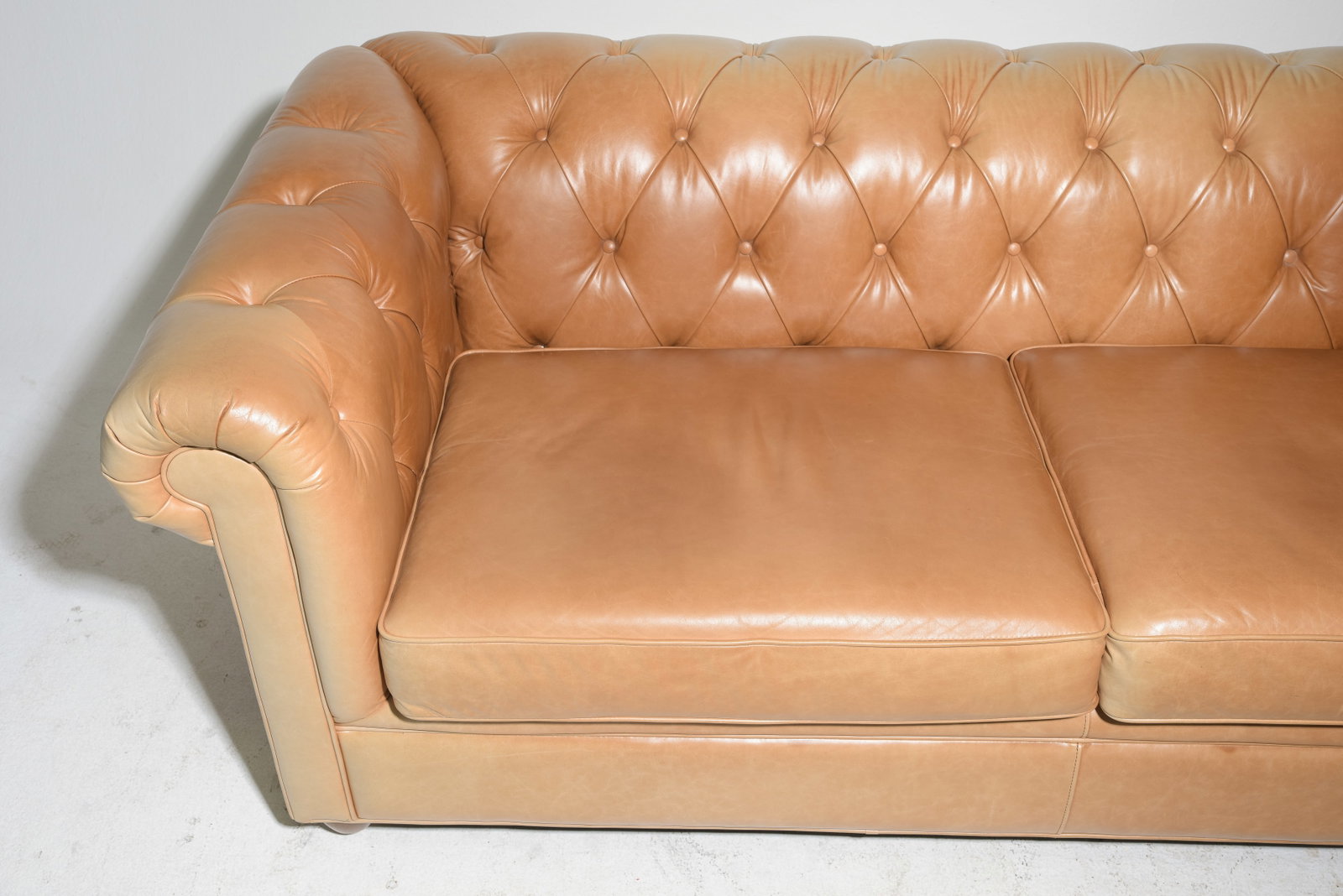 Pottery Barn Button Tufted Leather Two Seater Sofa - 4