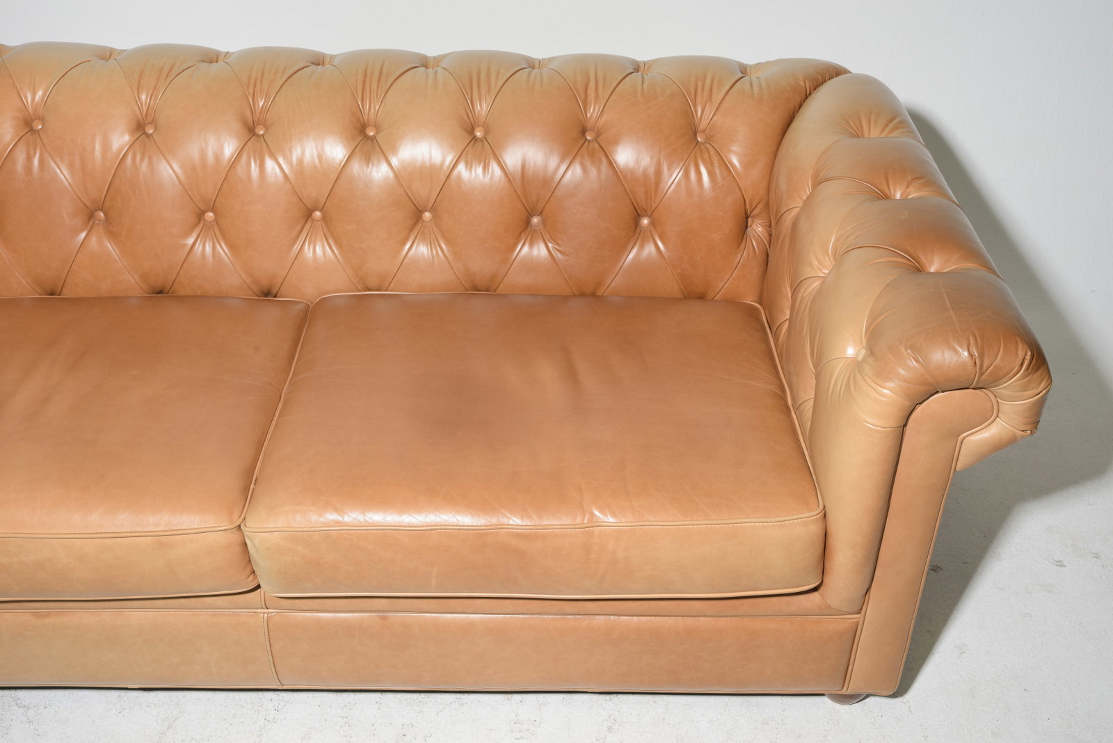 Pottery Barn Button Tufted Leather Two Seater Sofa - 5