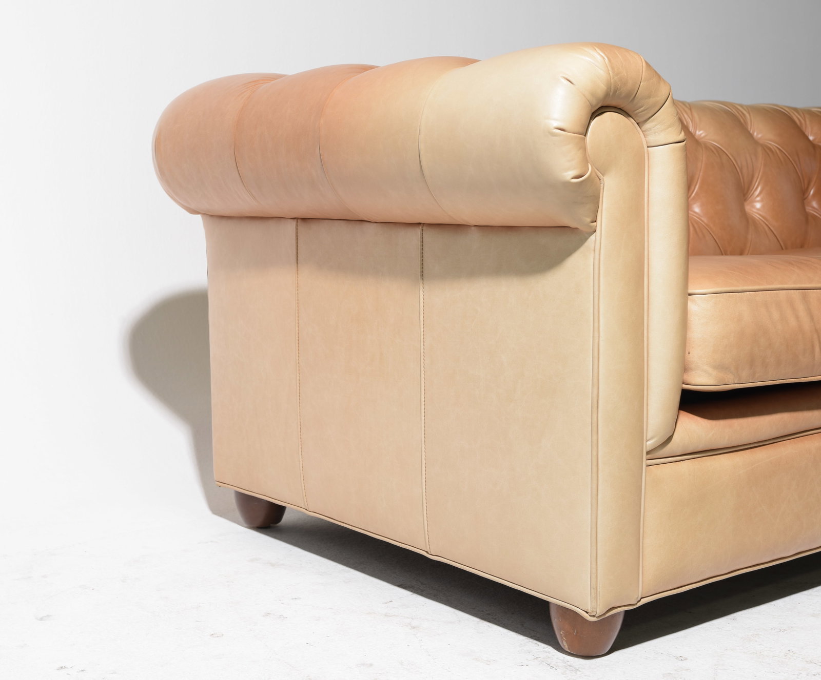 Pottery Barn Button Tufted Leather Two Seater Sofa - 7