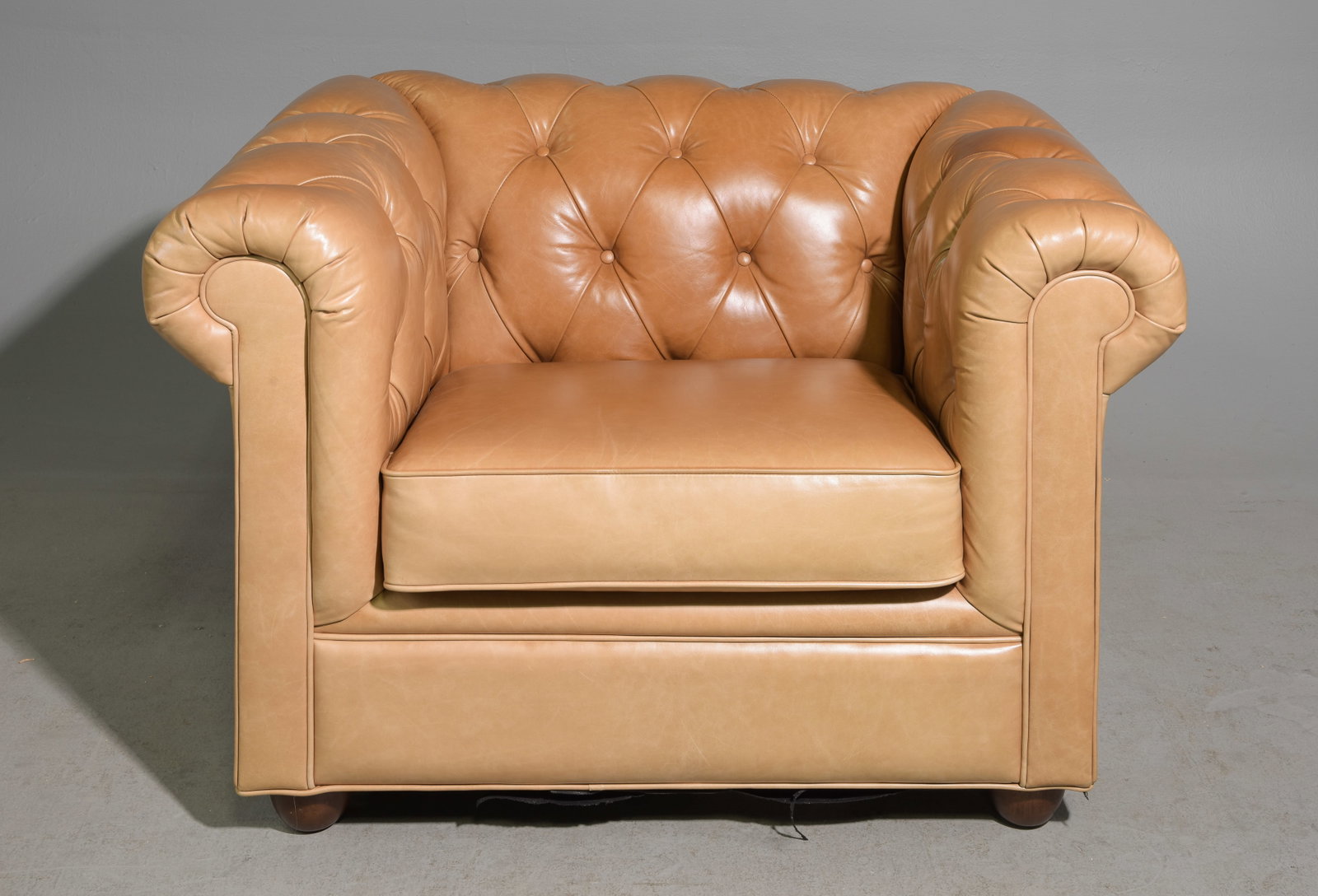 Pottery Barn Button Tufted Leather Club Chair (1 of 7)