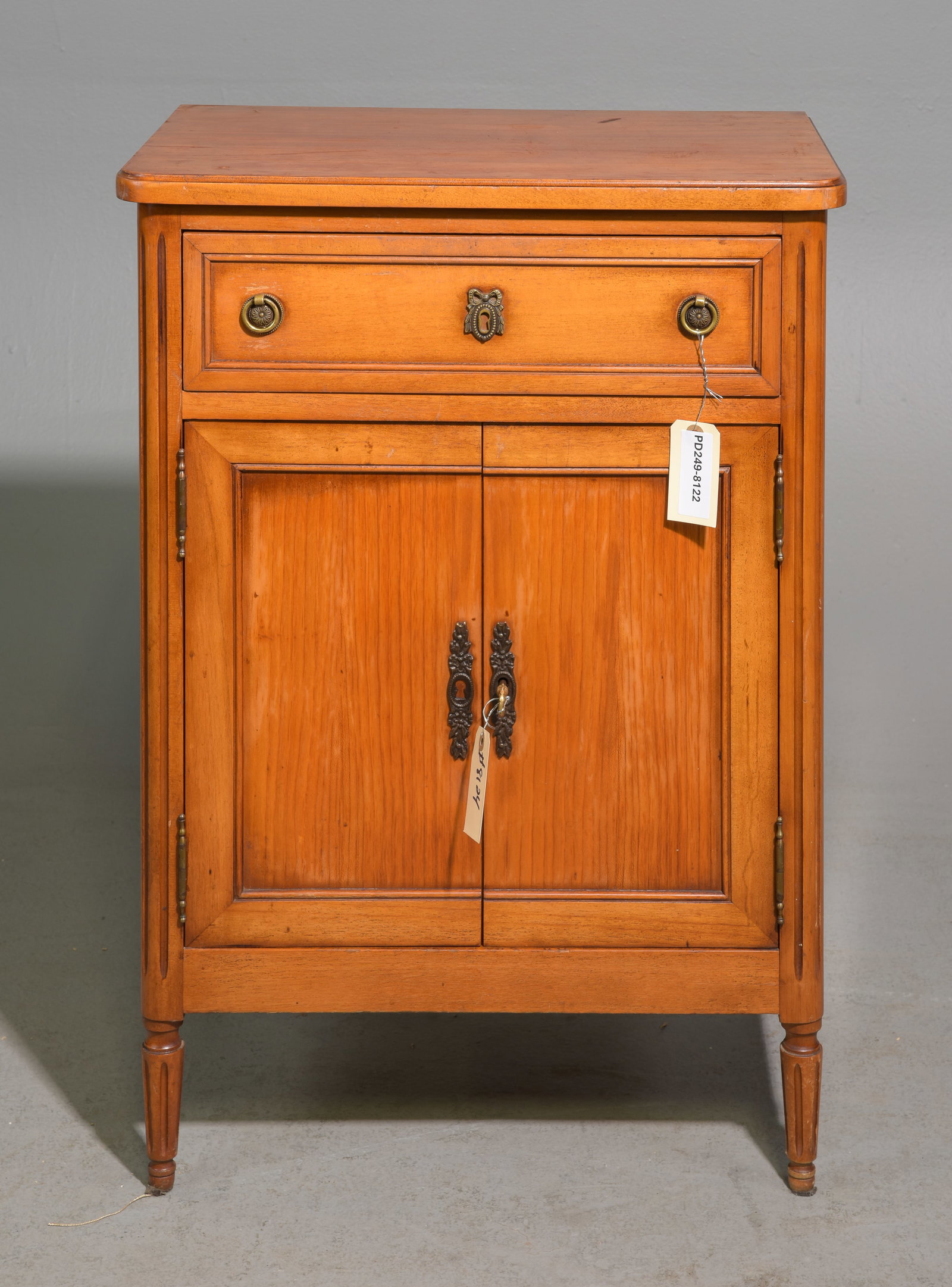 Louis XVI Style Small Single Drawer Side Cabinet: Louis XVI Style Small Single Drawer over Two Door Side Cabinet - 32 in tall x 22 x 14
