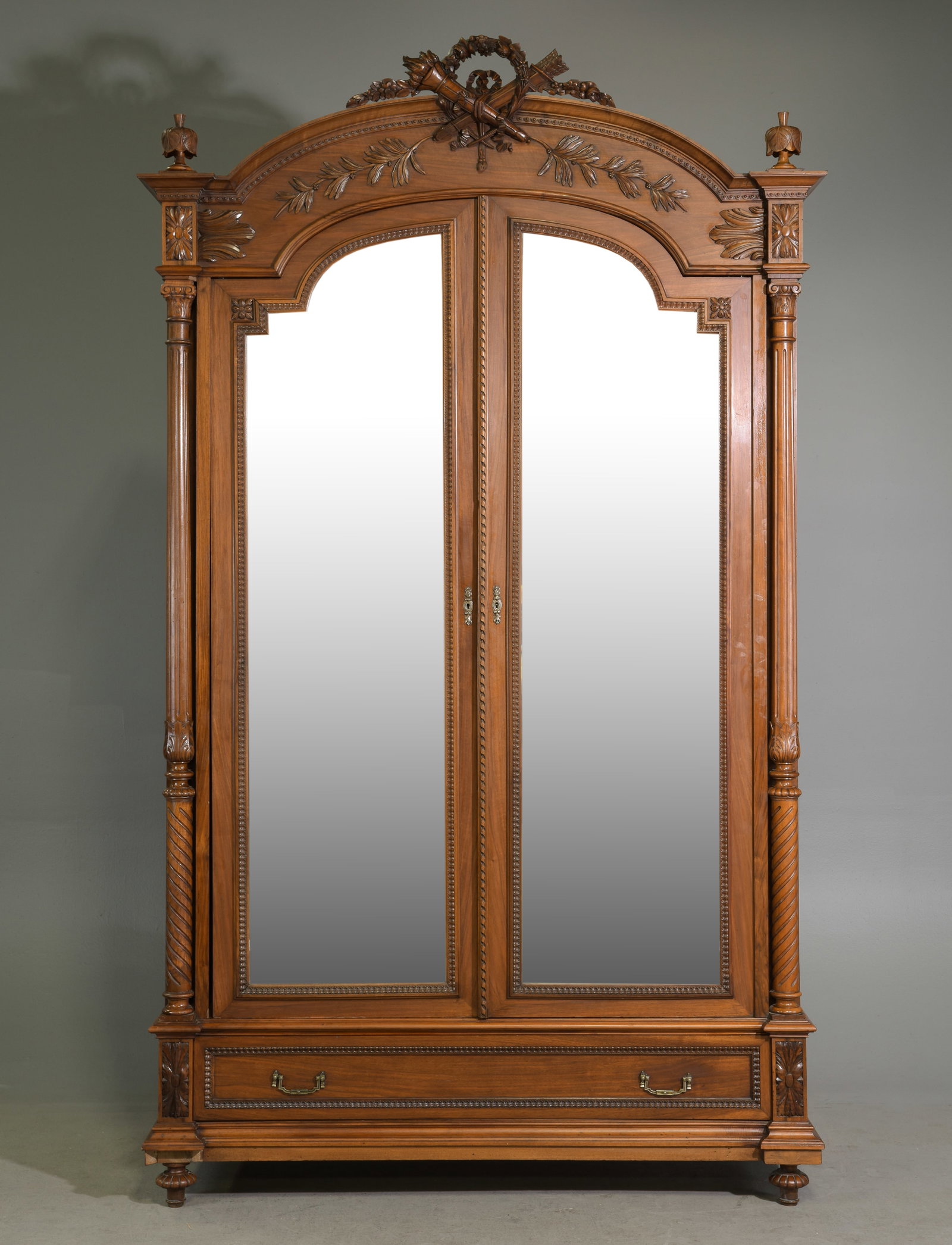 Louis XVI Style Double Mirror Door Armoire #1: French Louis XVI Style Double Mirror Door Armoire - 101.5 in tall x 60 x 23.5